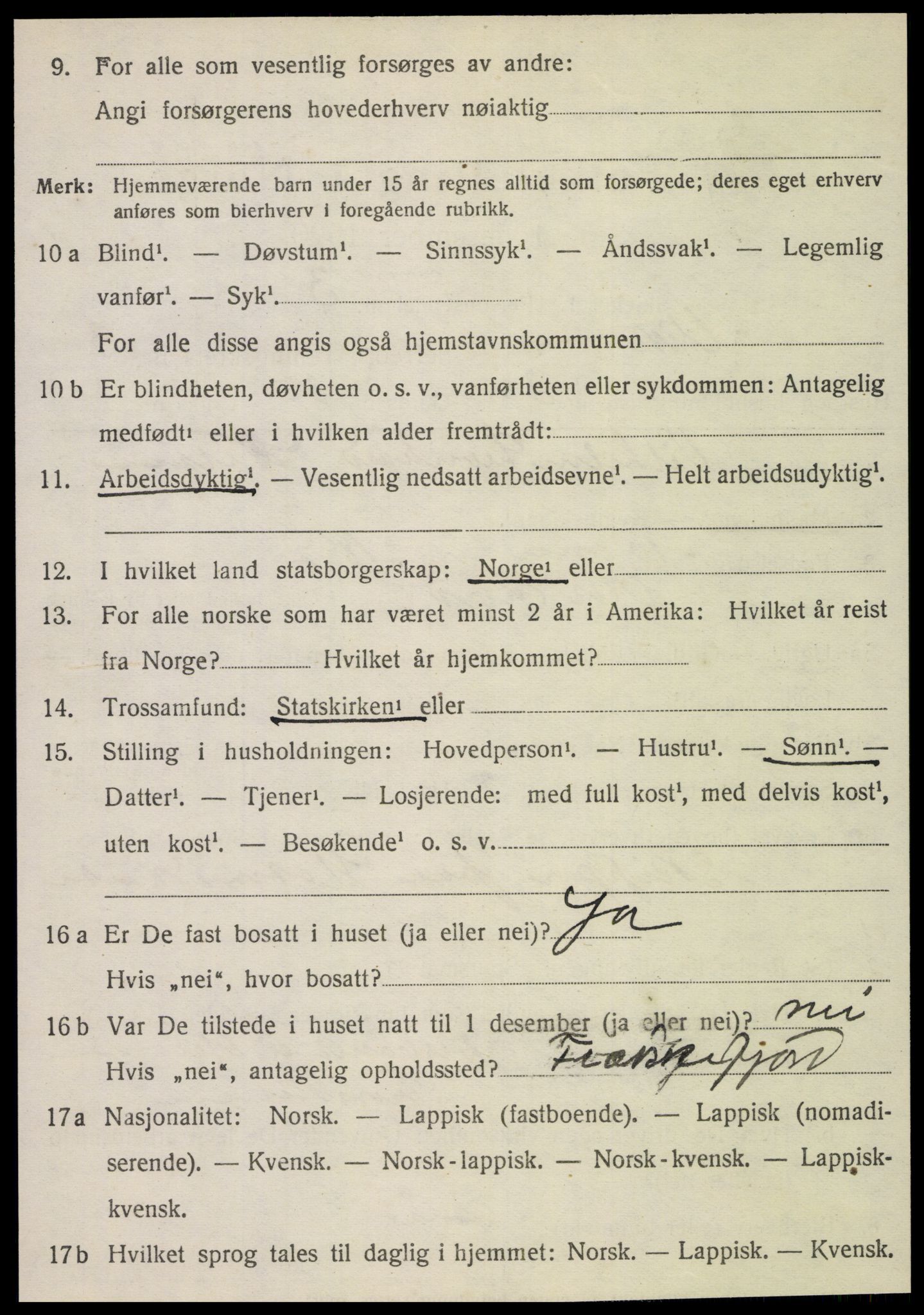 SAT, 1920 census for Vik, 1920, p. 1918