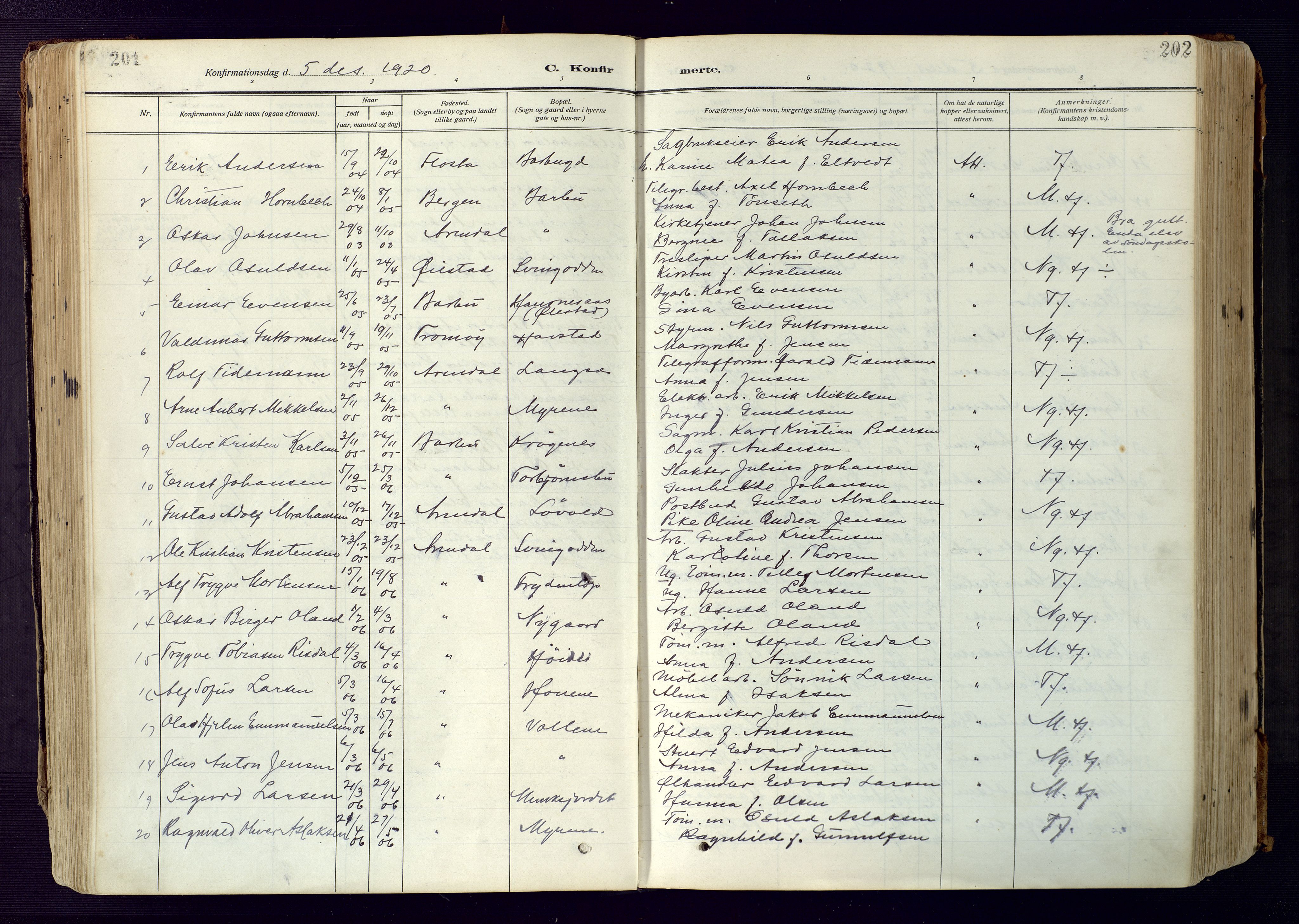 Barbu sokneprestkontor, SAK/1111-0003/F/Fa/L0006: Parish register (official) no. A 6, 1910-1929, p. 201