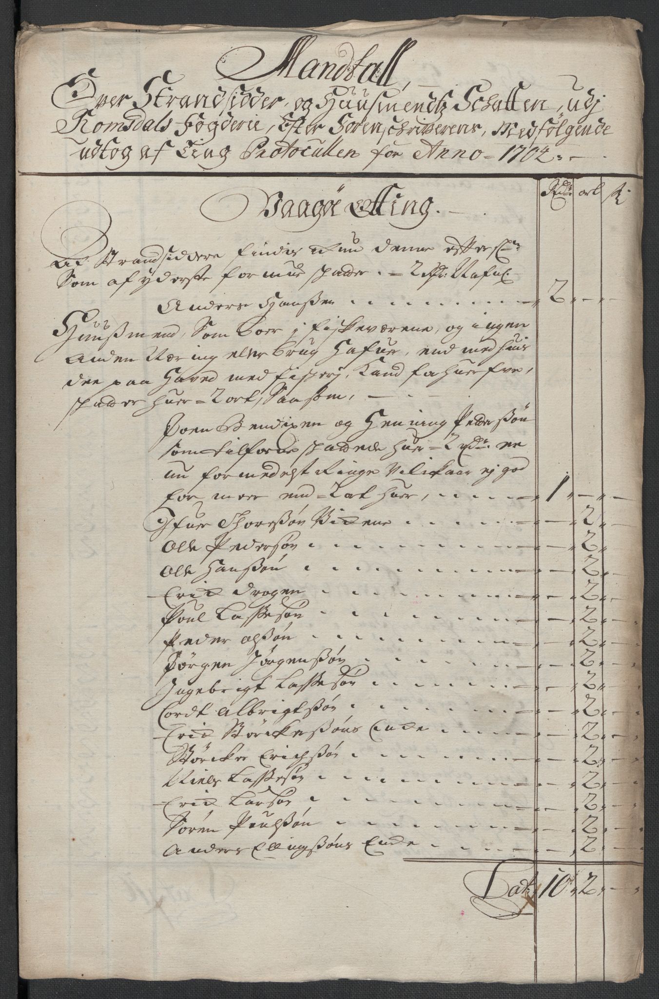 Rentekammeret inntil 1814, Reviderte regnskaper, Fogderegnskap, RA/EA-4092/R55/L3656: Fogderegnskap Romsdal, 1703-1705, p. 226