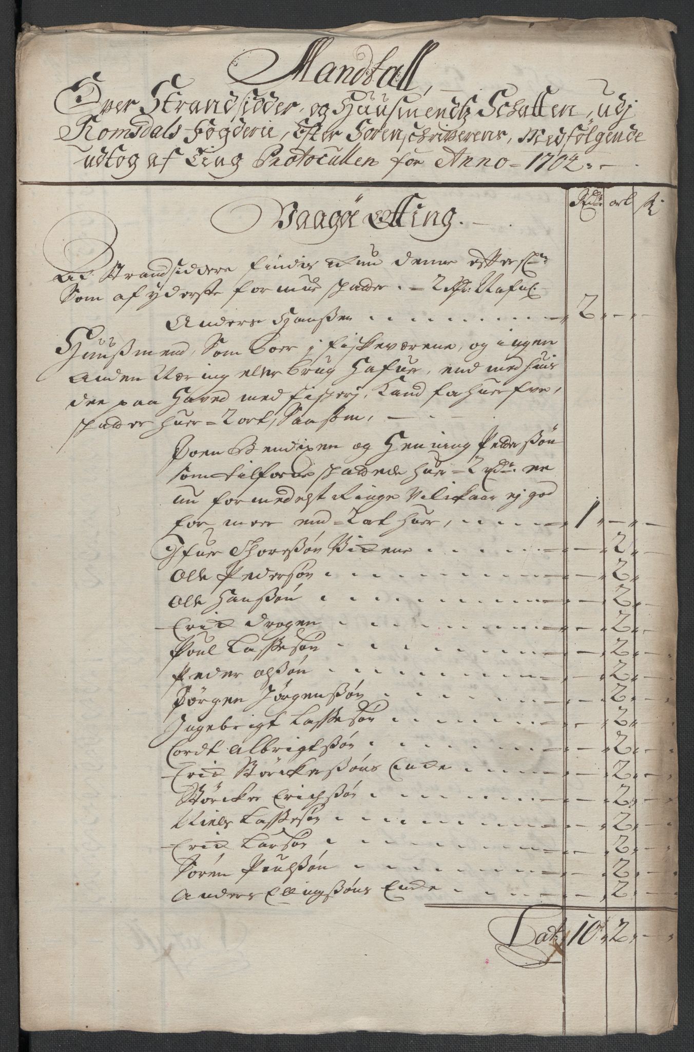 Rentekammeret inntil 1814, Reviderte regnskaper, Fogderegnskap, AV/RA-EA-4092/R55/L3656: Fogderegnskap Romsdal, 1703-1705, p. 226