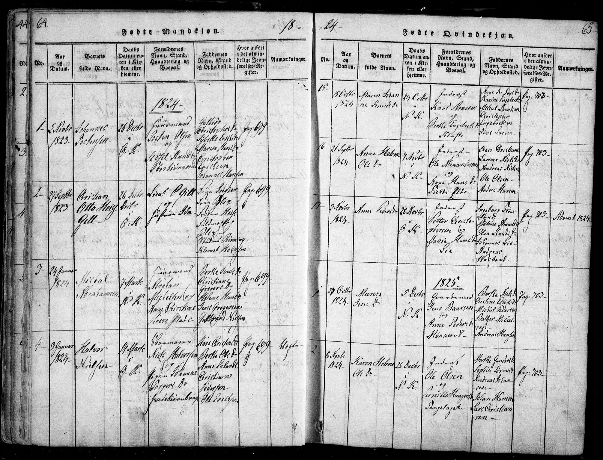 Nesodden prestekontor Kirkebøker, SAO/A-10013/F/Fa/L0006: Parish register (official) no. I 6, 1814-1847, p. 64-65