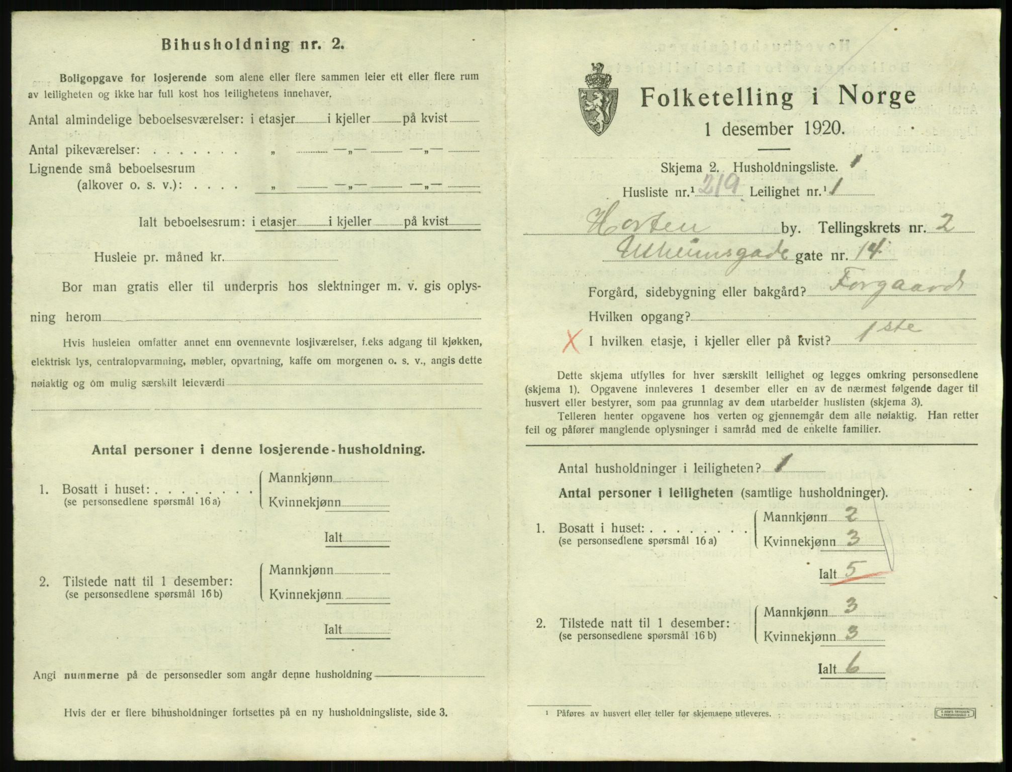 SAKO, 1920 census for Horten, 1920, p. 4111