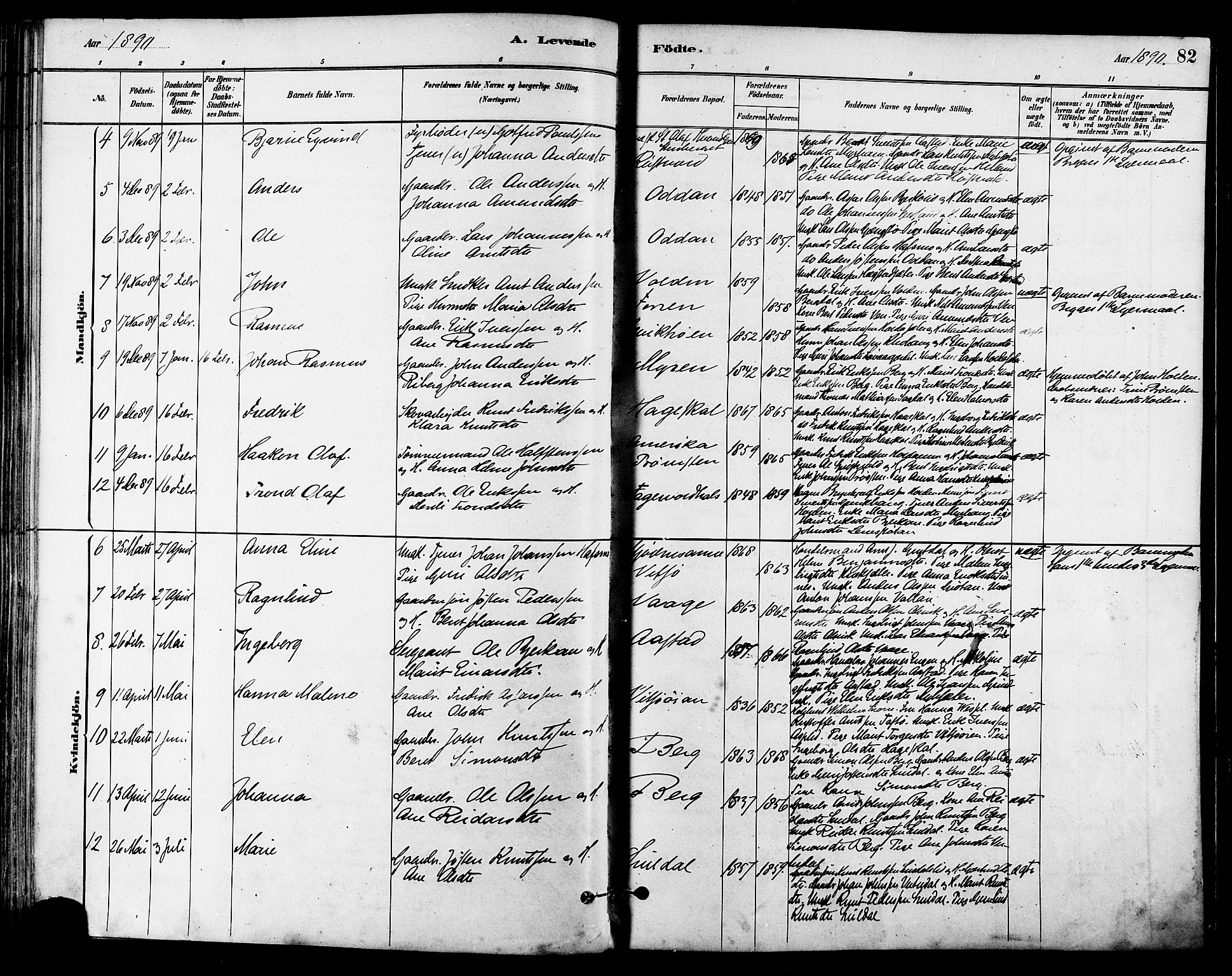 Ministerialprotokoller, klokkerbøker og fødselsregistre - Sør-Trøndelag, SAT/A-1456/630/L0496: Parish register (official) no. 630A09, 1879-1895, p. 82