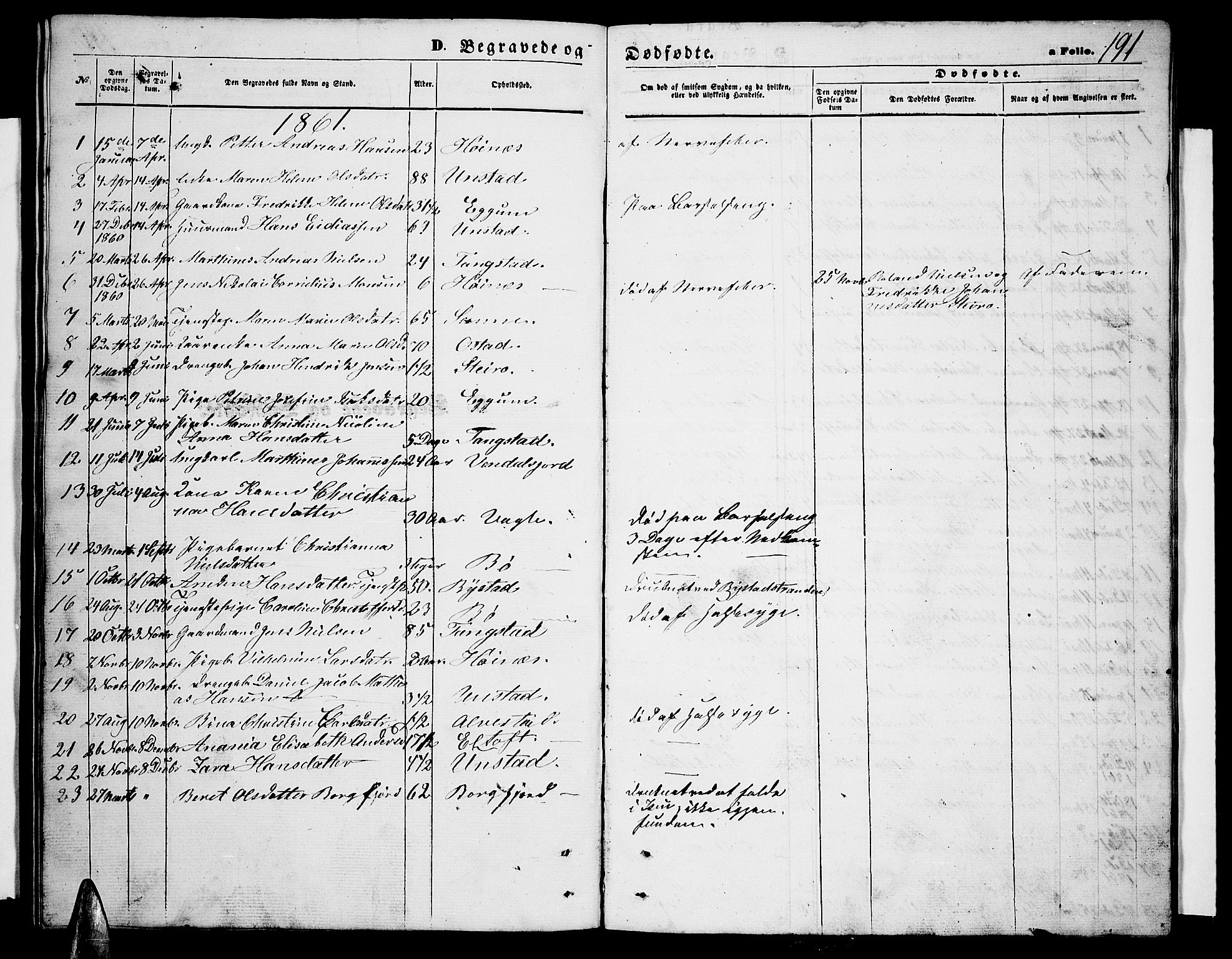 Ministerialprotokoller, klokkerbøker og fødselsregistre - Nordland, AV/SAT-A-1459/880/L1140: Parish register (copy) no. 880C02, 1861-1875, p. 191