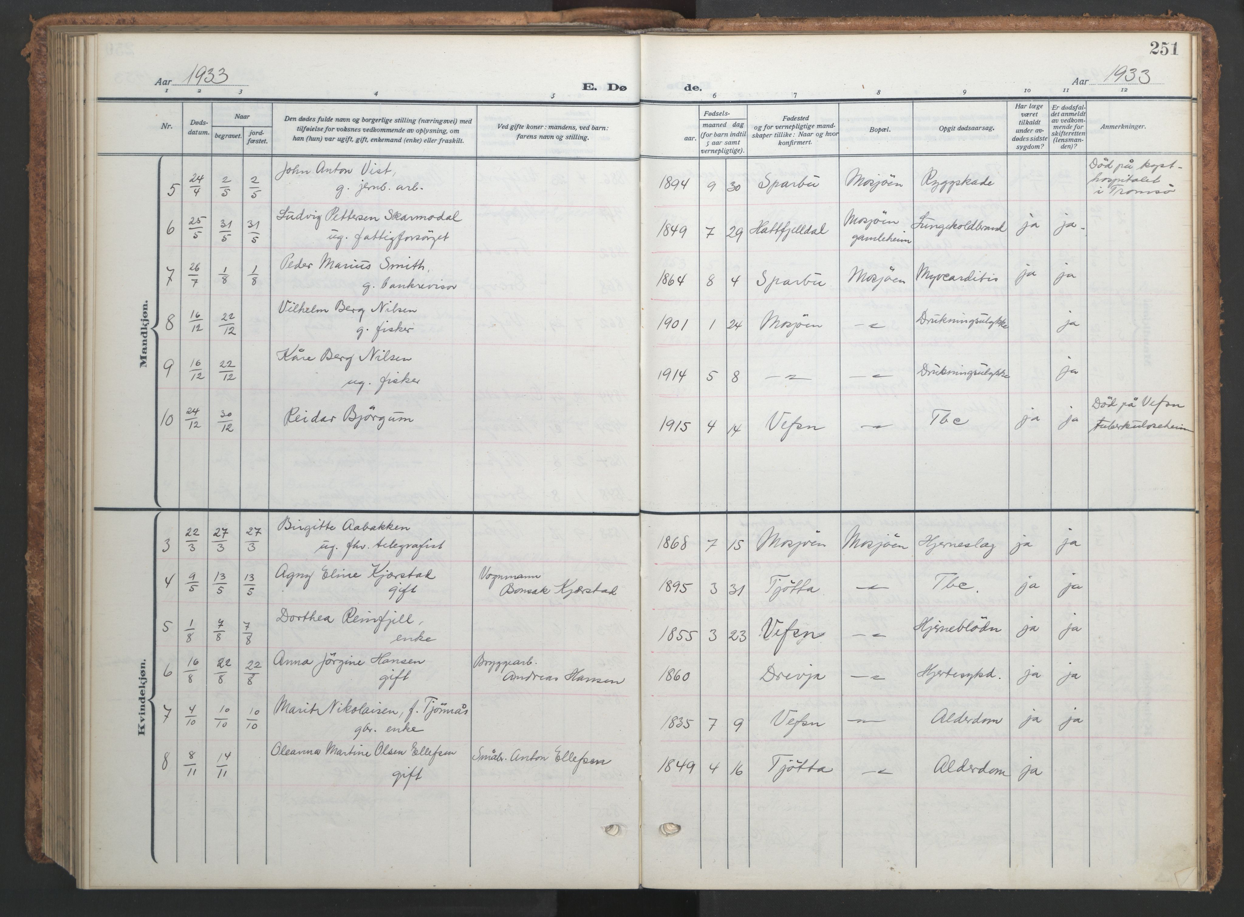Ministerialprotokoller, klokkerbøker og fødselsregistre - Nordland, SAT/A-1459/820/L0303: Parish register (copy) no. 820C05, 1917-1952, p. 251
