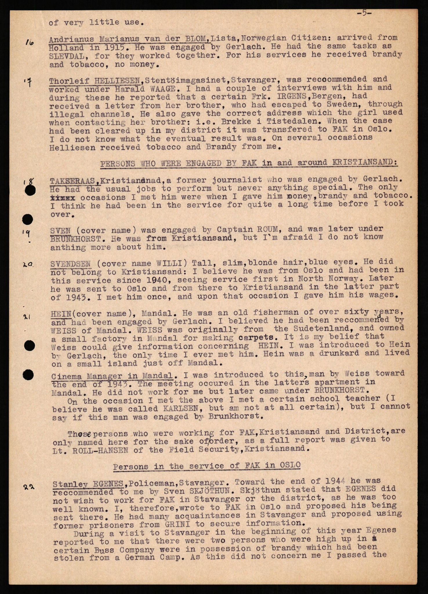 Forsvaret, Forsvarets overkommando II, AV/RA-RAFA-3915/D/Db/L0017: CI Questionaires. Tyske okkupasjonsstyrker i Norge. Tyskere., 1945-1946, p. 199