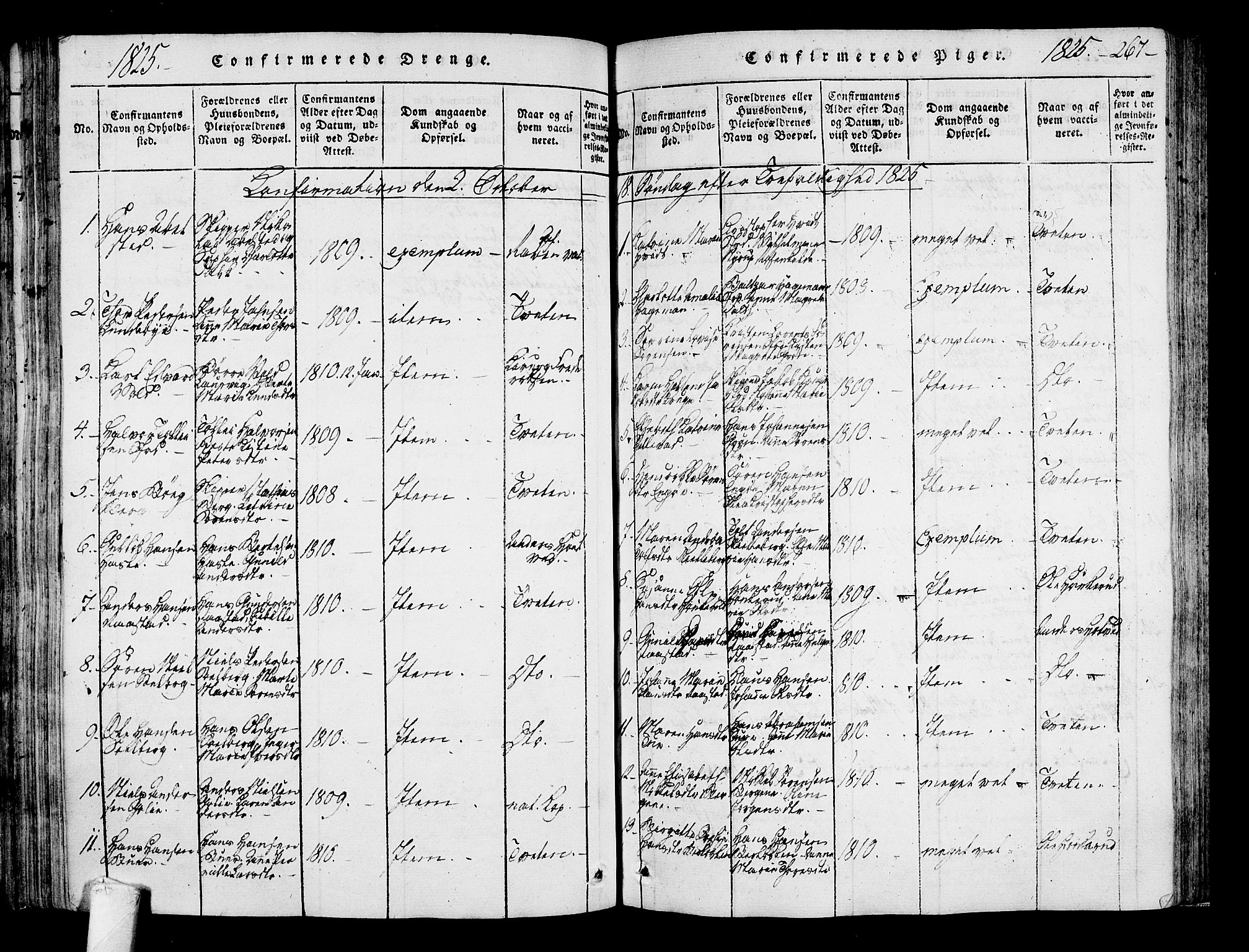 Sandar kirkebøker, SAKO/A-243/F/Fa/L0004: Parish register (official) no. 4, 1814-1832, p. 267