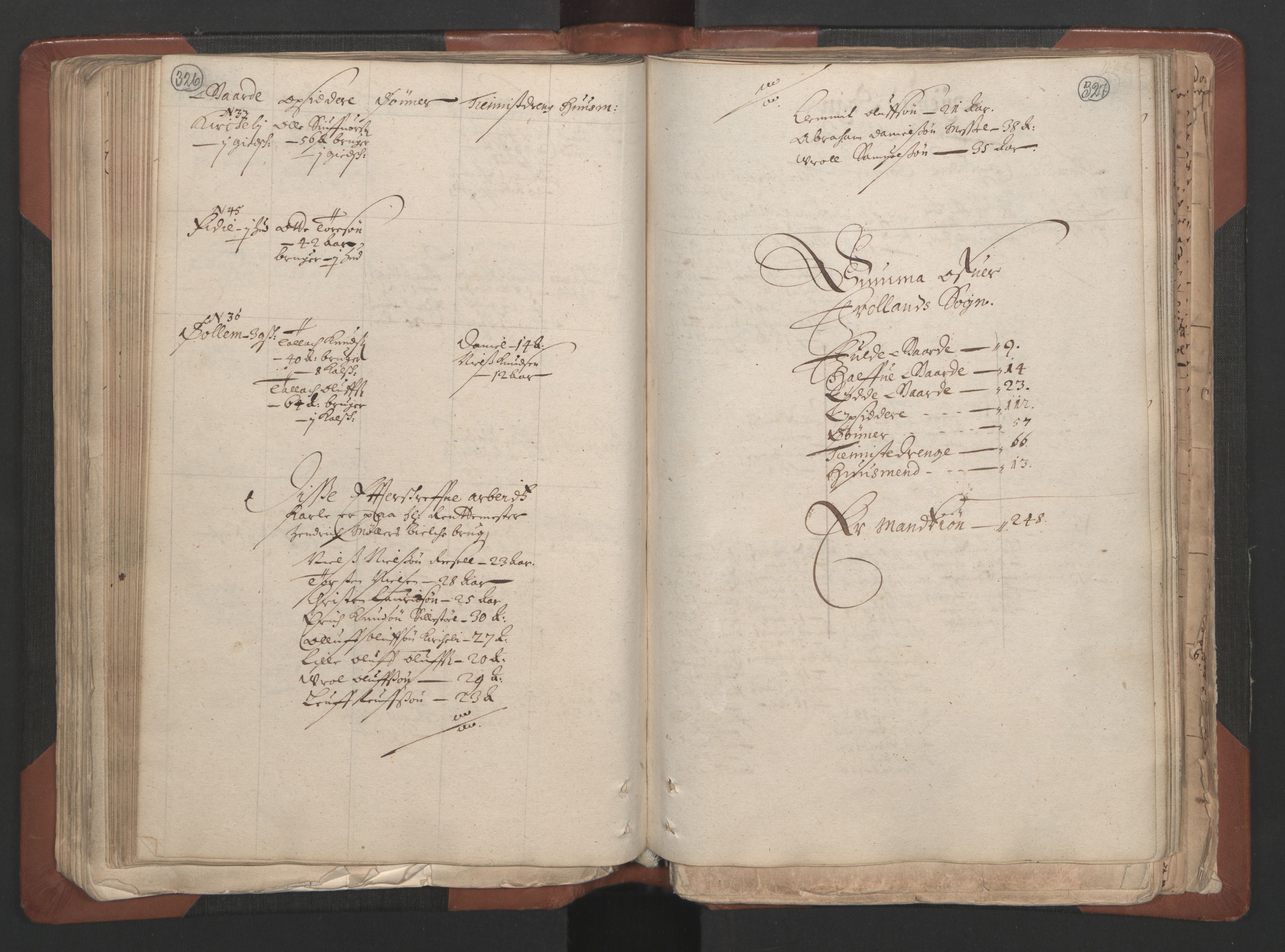 RA, Bailiff's Census 1664-1666, no. 7: Nedenes fogderi, 1664-1666, p. 326-327