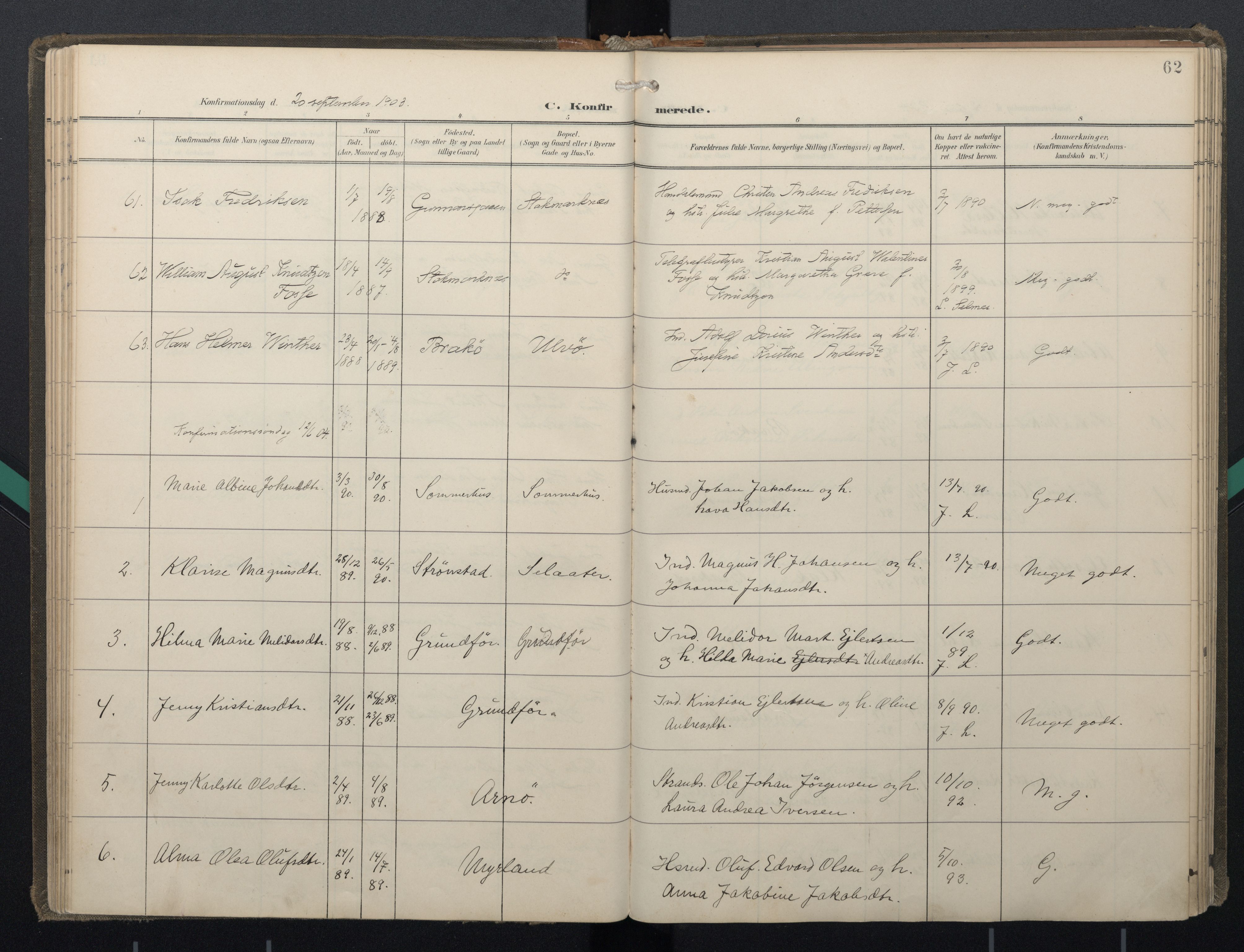 Ministerialprotokoller, klokkerbøker og fødselsregistre - Nordland, AV/SAT-A-1459/888/L1247: Parish register (official) no. 888A13, 1900-1911, p. 62