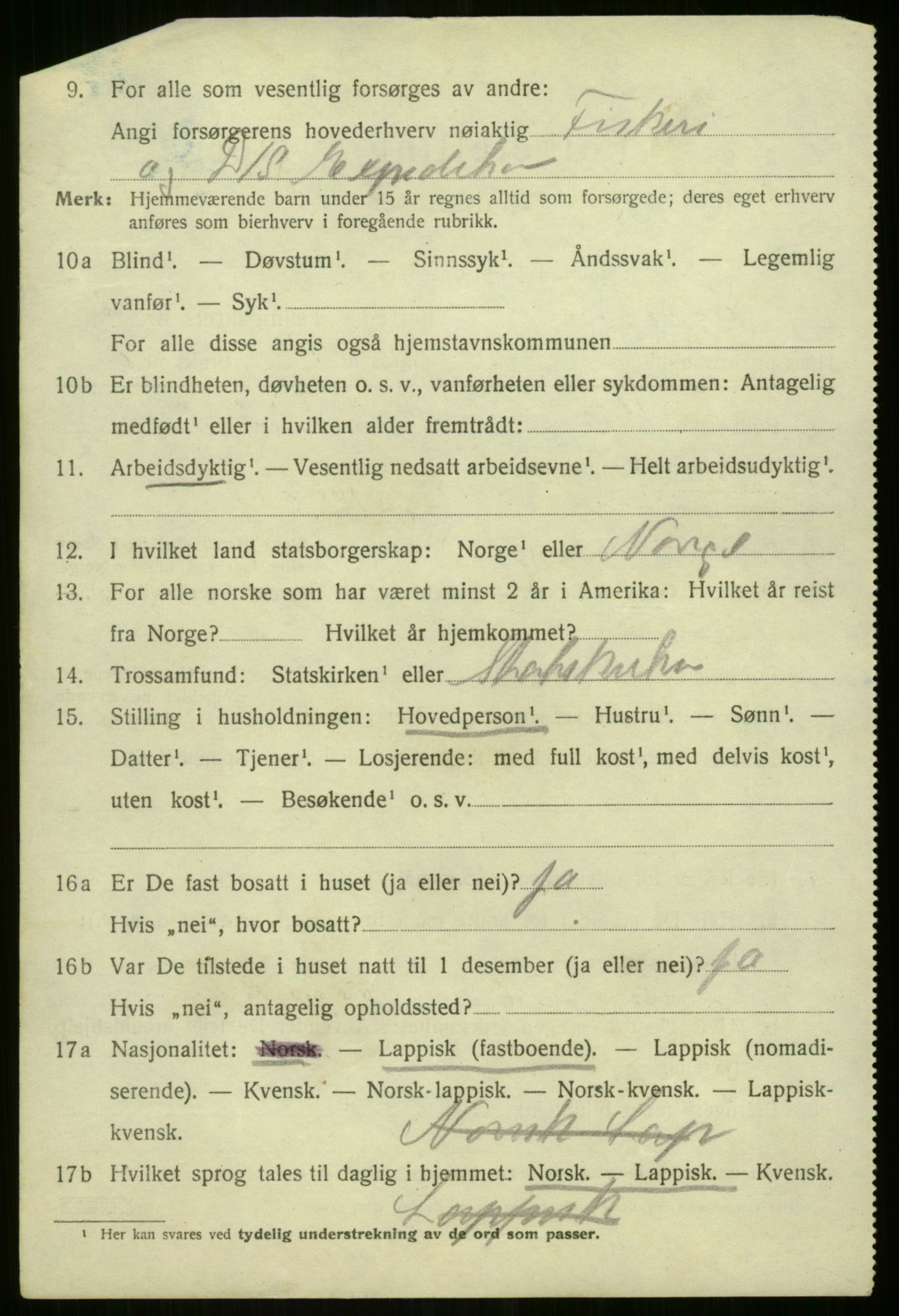 SATØ, 1920 census for Lyngen, 1920, p. 4050