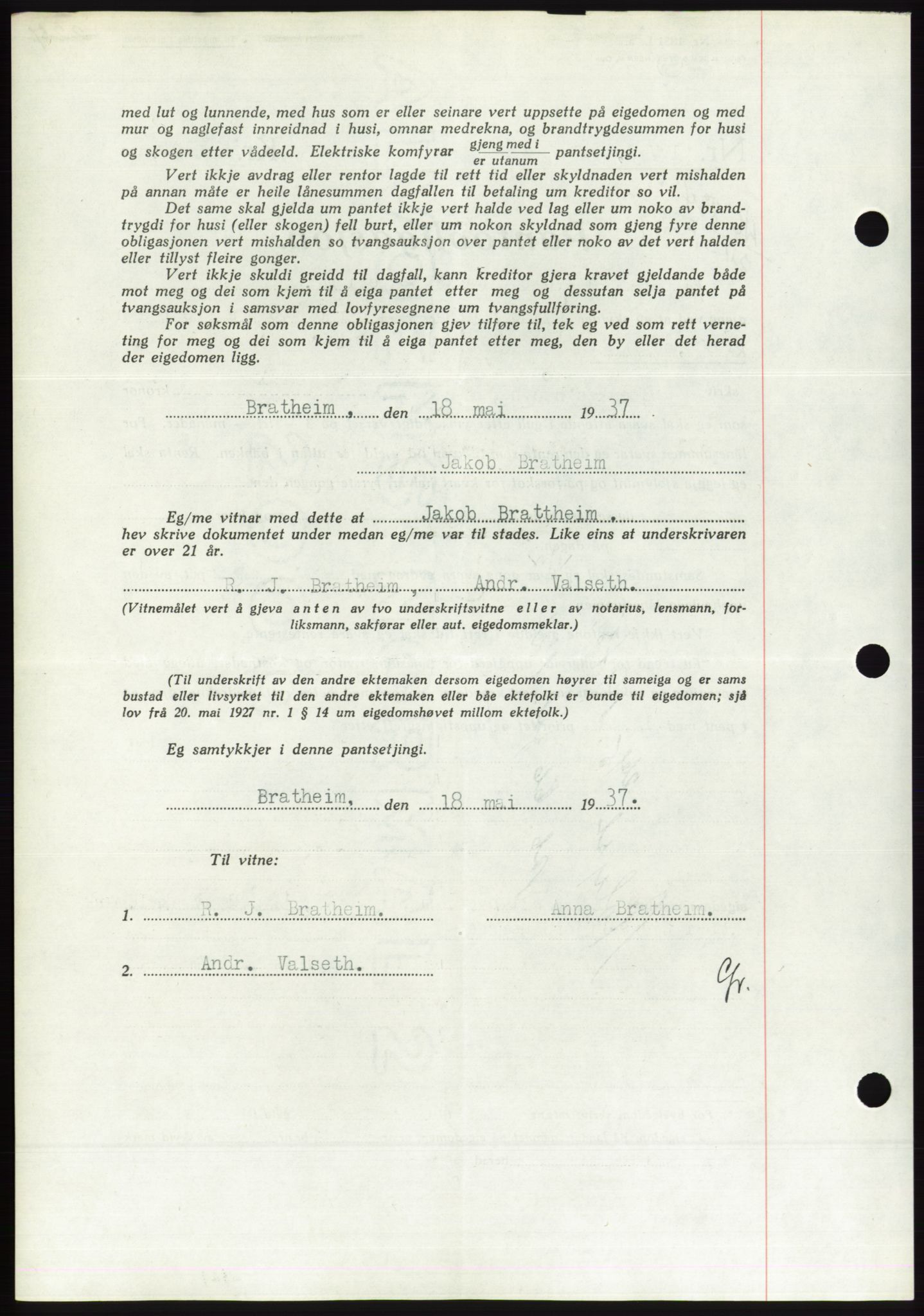 Søre Sunnmøre sorenskriveri, AV/SAT-A-4122/1/2/2C/L0063: Mortgage book no. 57, 1937-1937, Diary no: : 835/1937