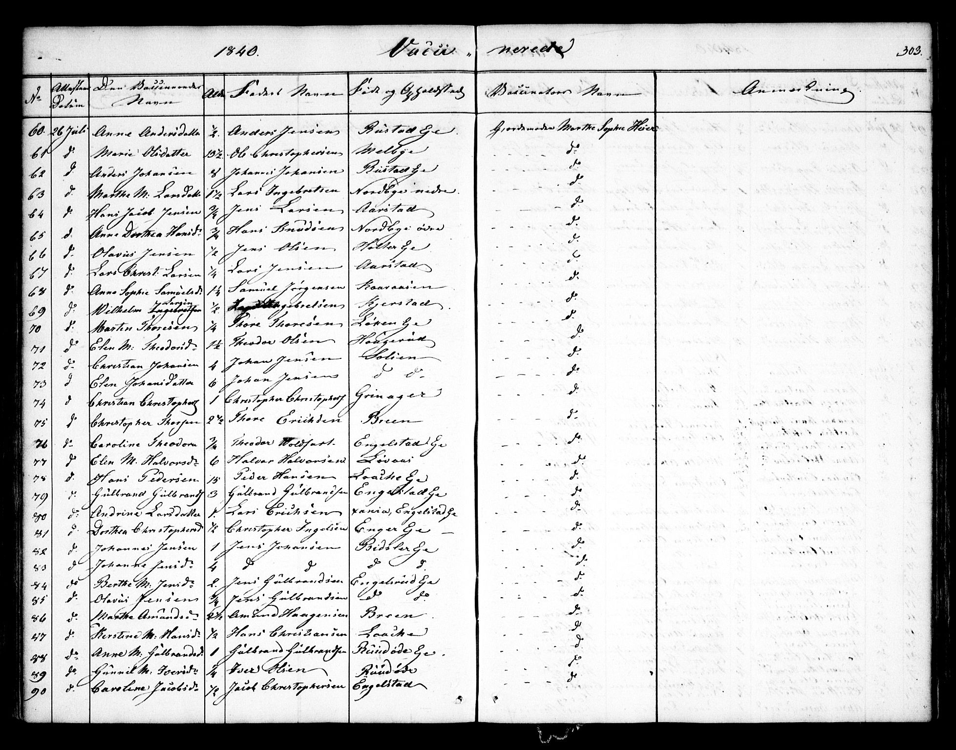 Nannestad prestekontor Kirkebøker, AV/SAO-A-10414a/F/Fa/L0010: Parish register (official) no. I 10, 1840-1850, p. 303