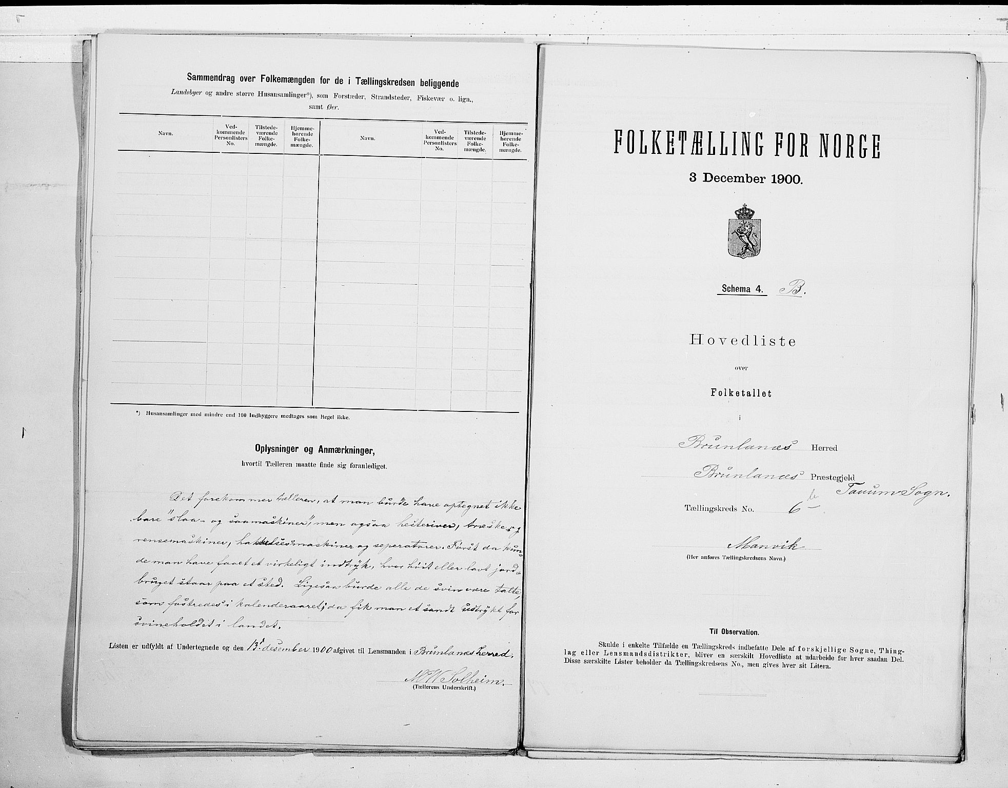 RA, 1900 census for Brunlanes, 1900, p. 18