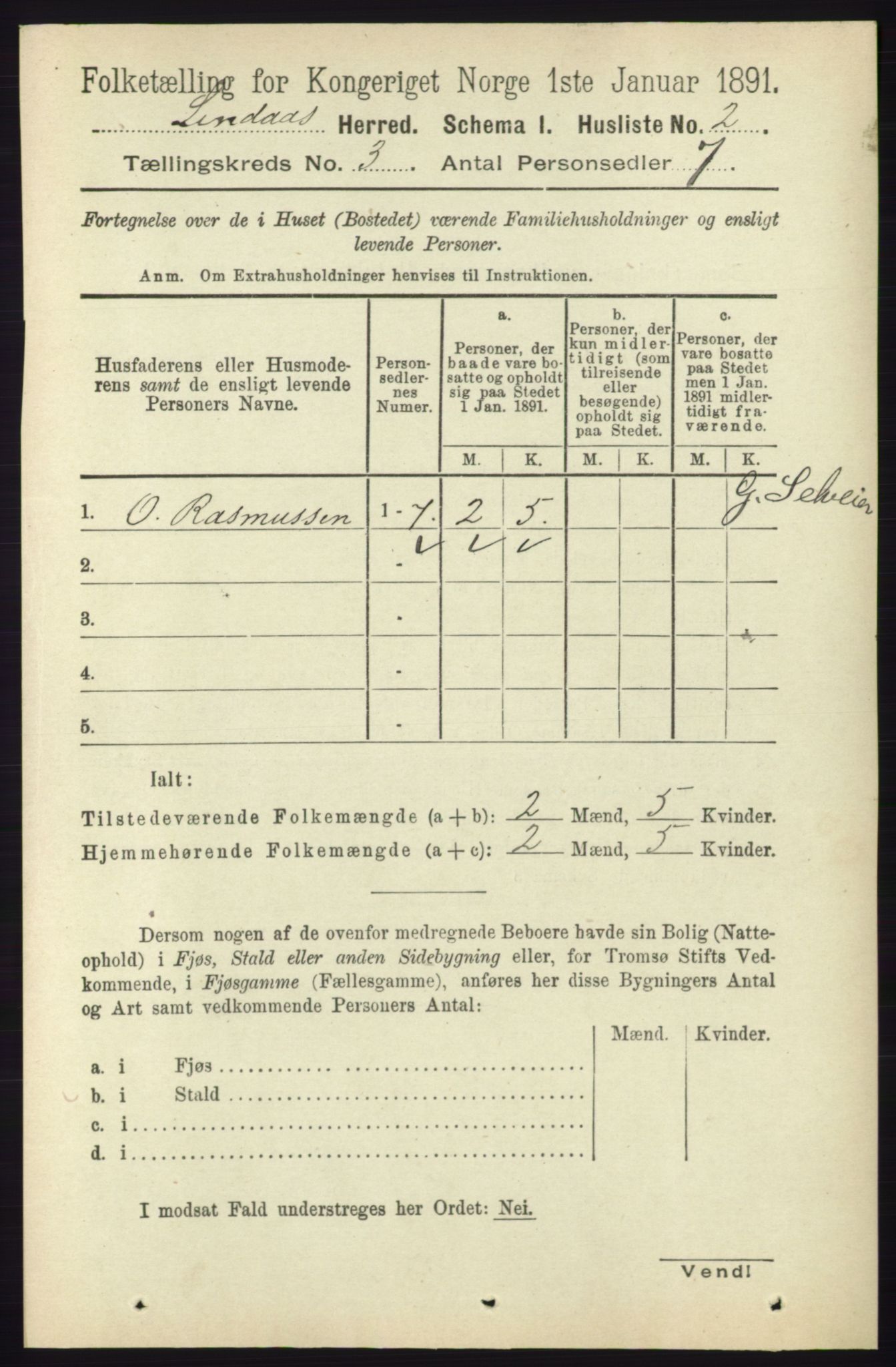 RA, 1891 census for 1263 Lindås, 1891, p. 758