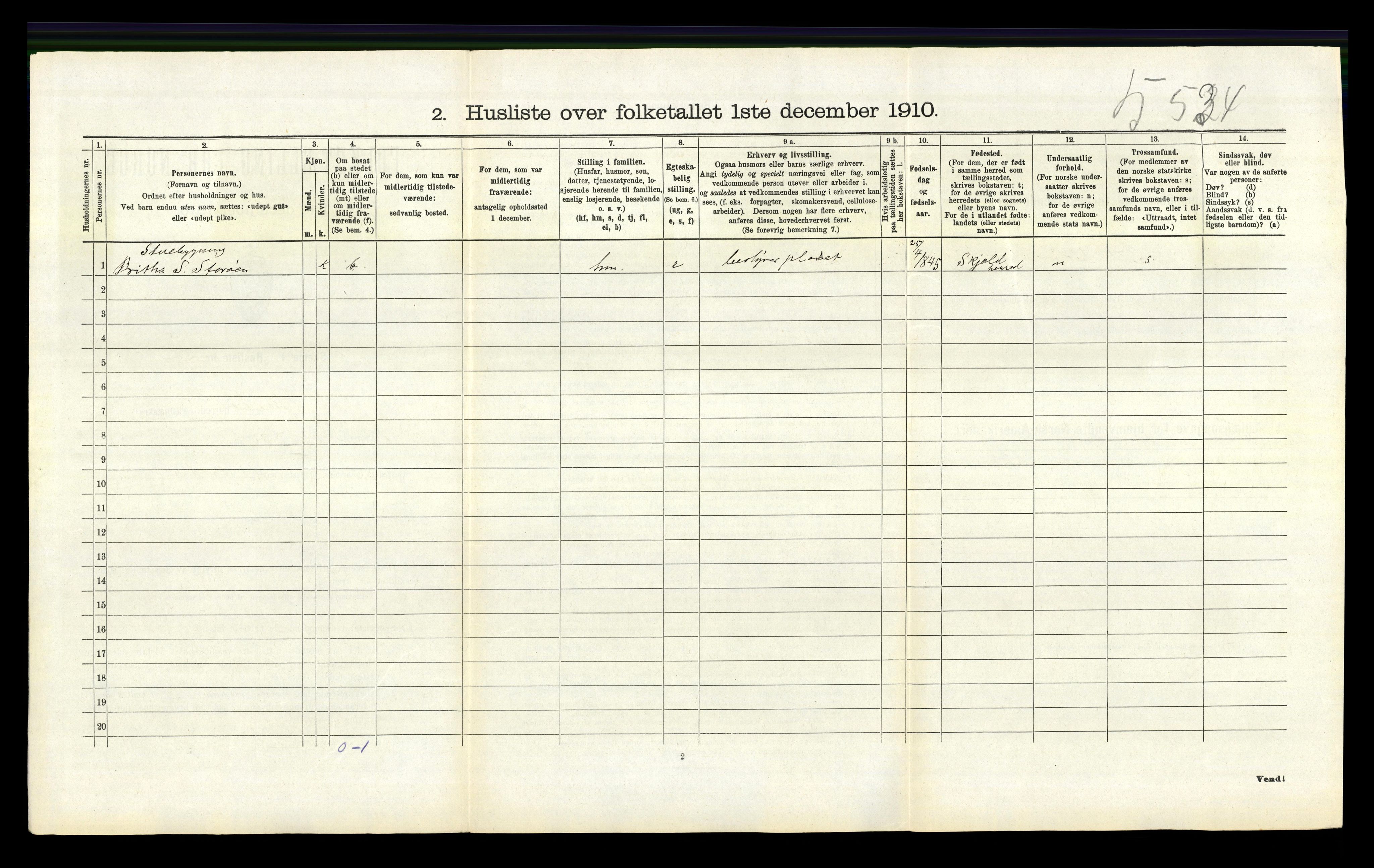 RA, 1910 census for Vikedal, 1910, p. 978