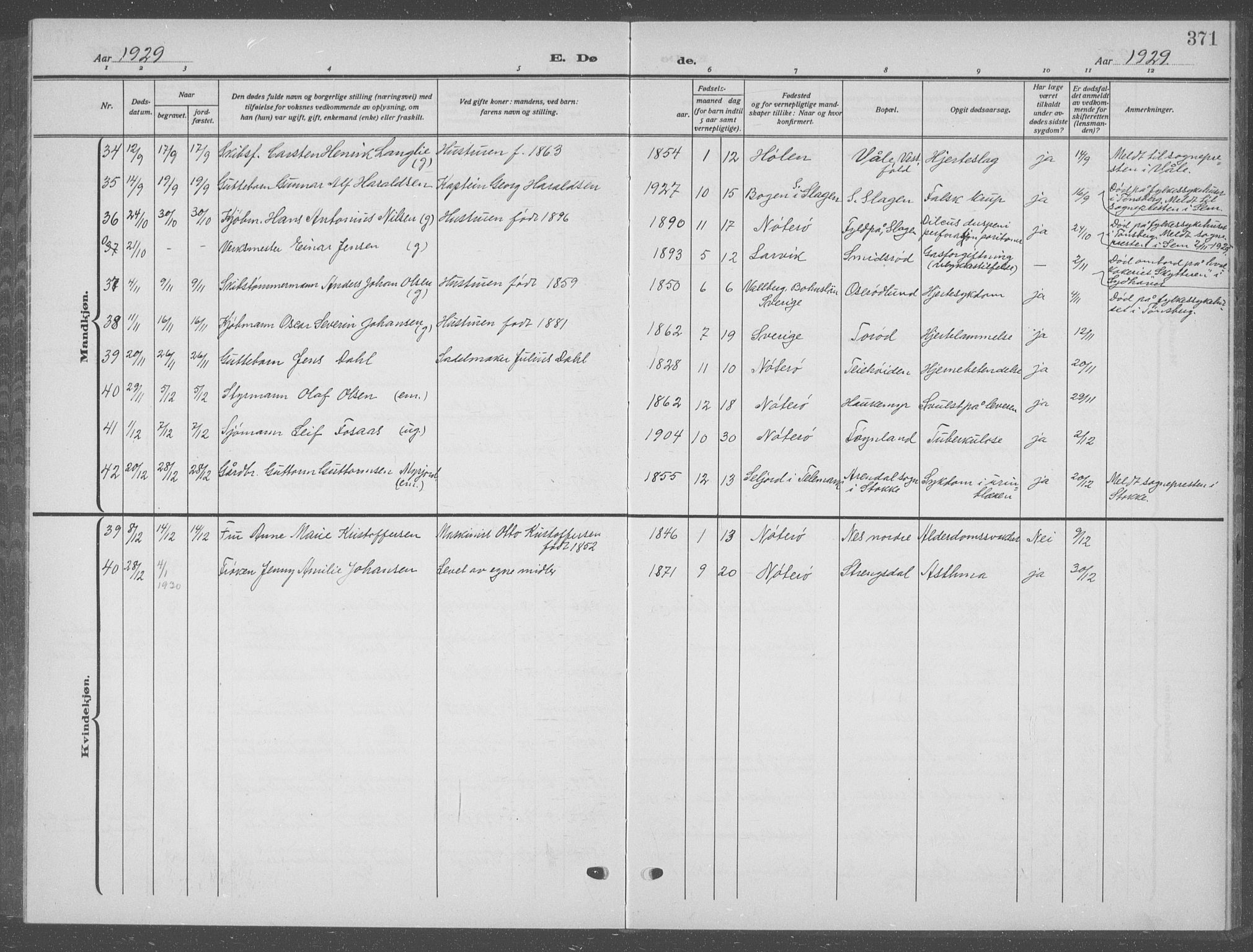 Nøtterøy kirkebøker, AV/SAKO-A-354/G/Ga/L0006: Parish register (copy) no. I 6, 1925-1939, p. 371