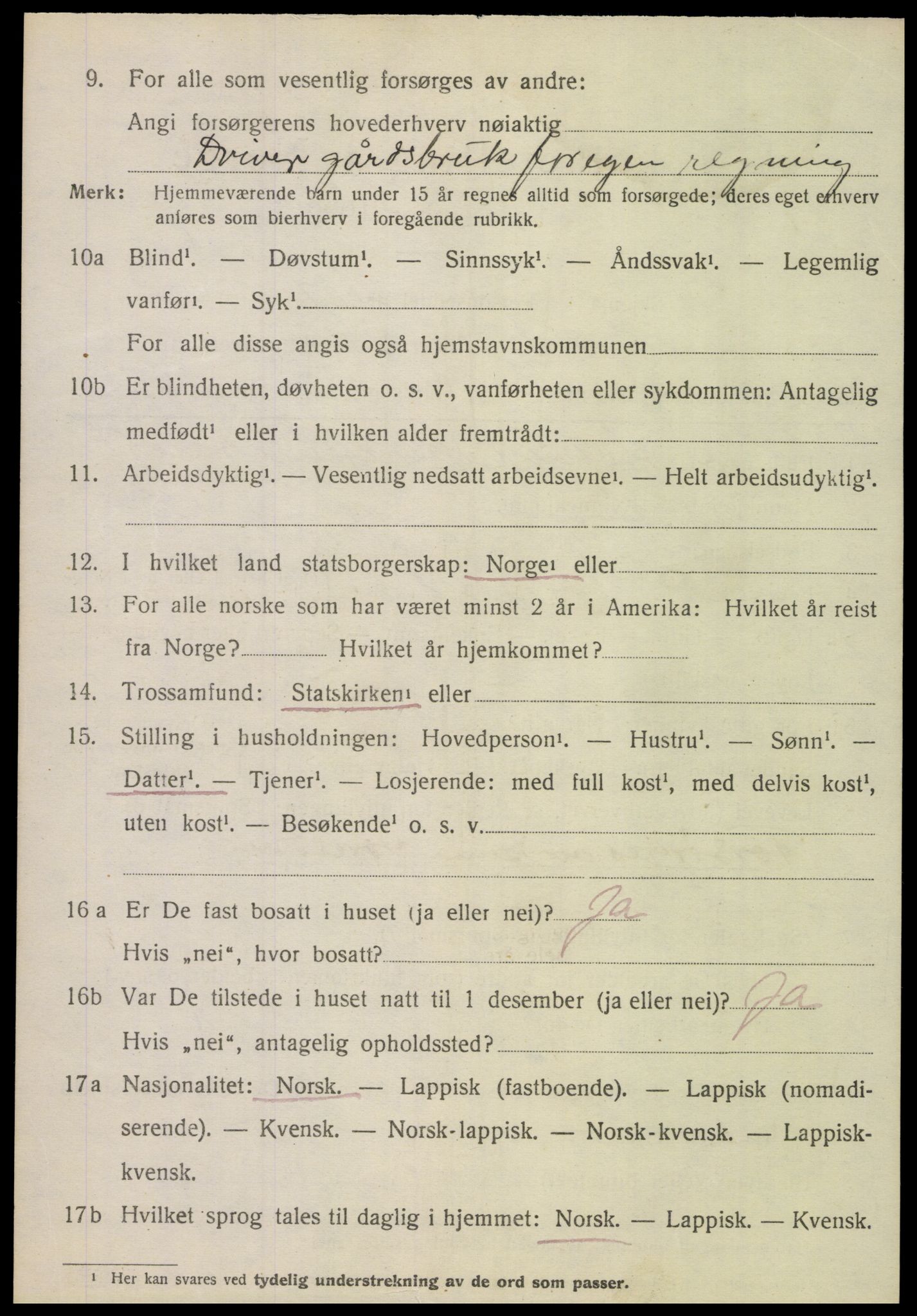 SAT, 1920 census for Nordfold, 1920, p. 2670