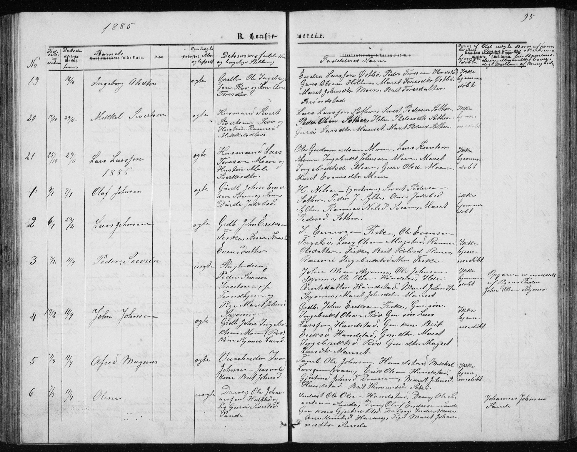 Ministerialprotokoller, klokkerbøker og fødselsregistre - Møre og Romsdal, AV/SAT-A-1454/597/L1064: Parish register (copy) no. 597C01, 1866-1898, p. 95