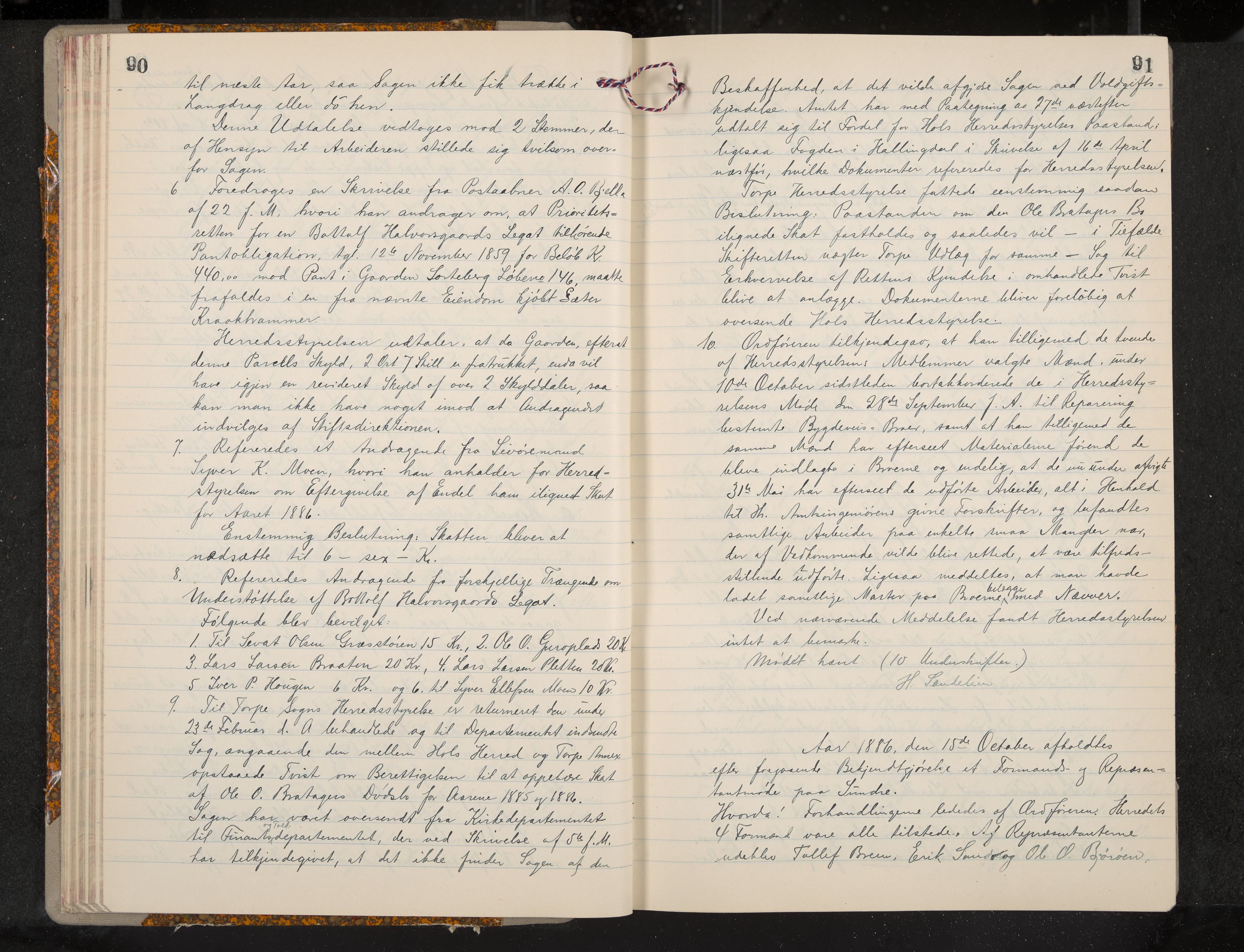 Ål formannskap og sentraladministrasjon, IKAK/0619021/A/Aa/L0004: Utskrift av møtebok, 1881-1901, p. 90-91