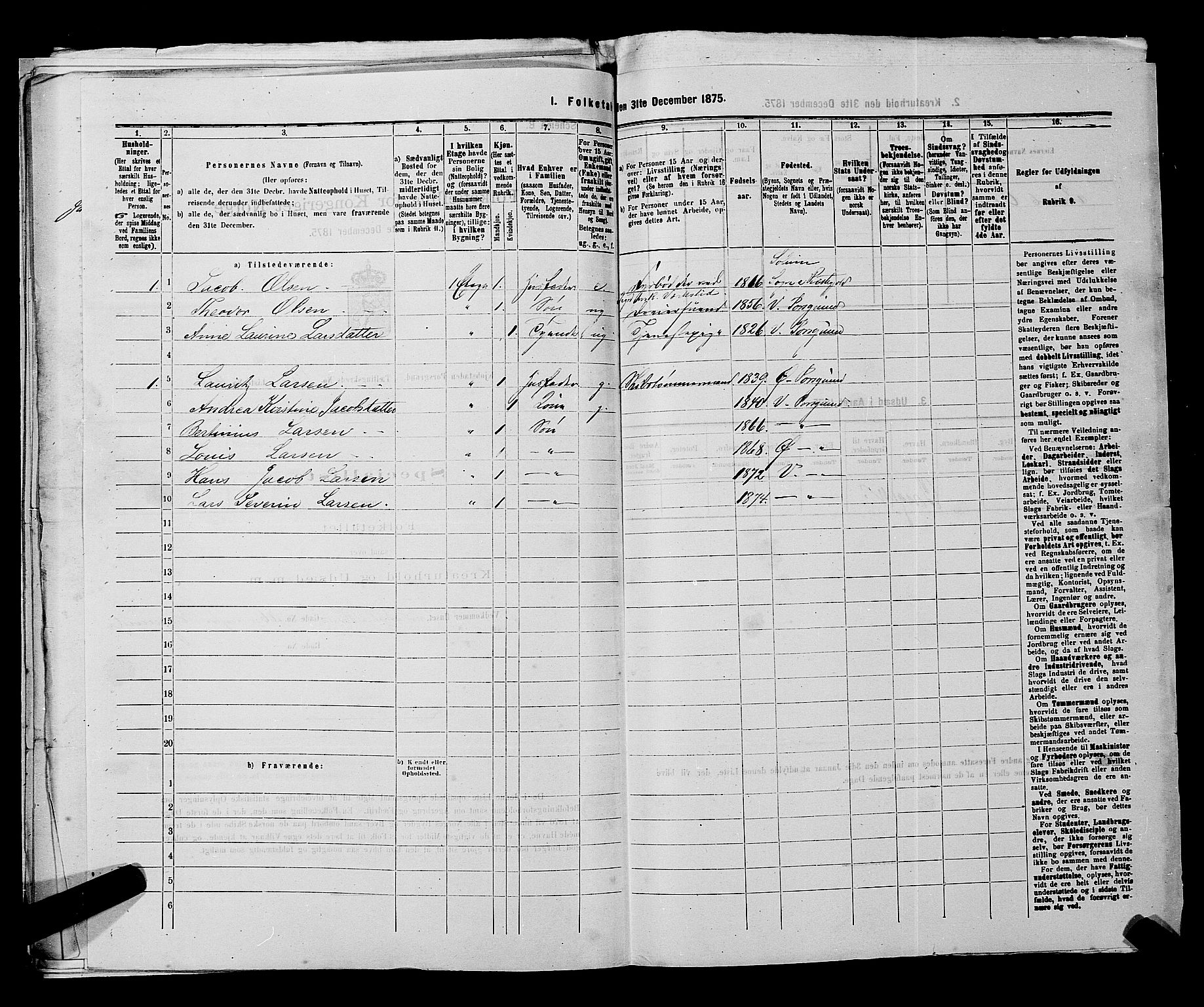 SAKO, 1875 census for 0805P Porsgrunn, 1875, p. 939