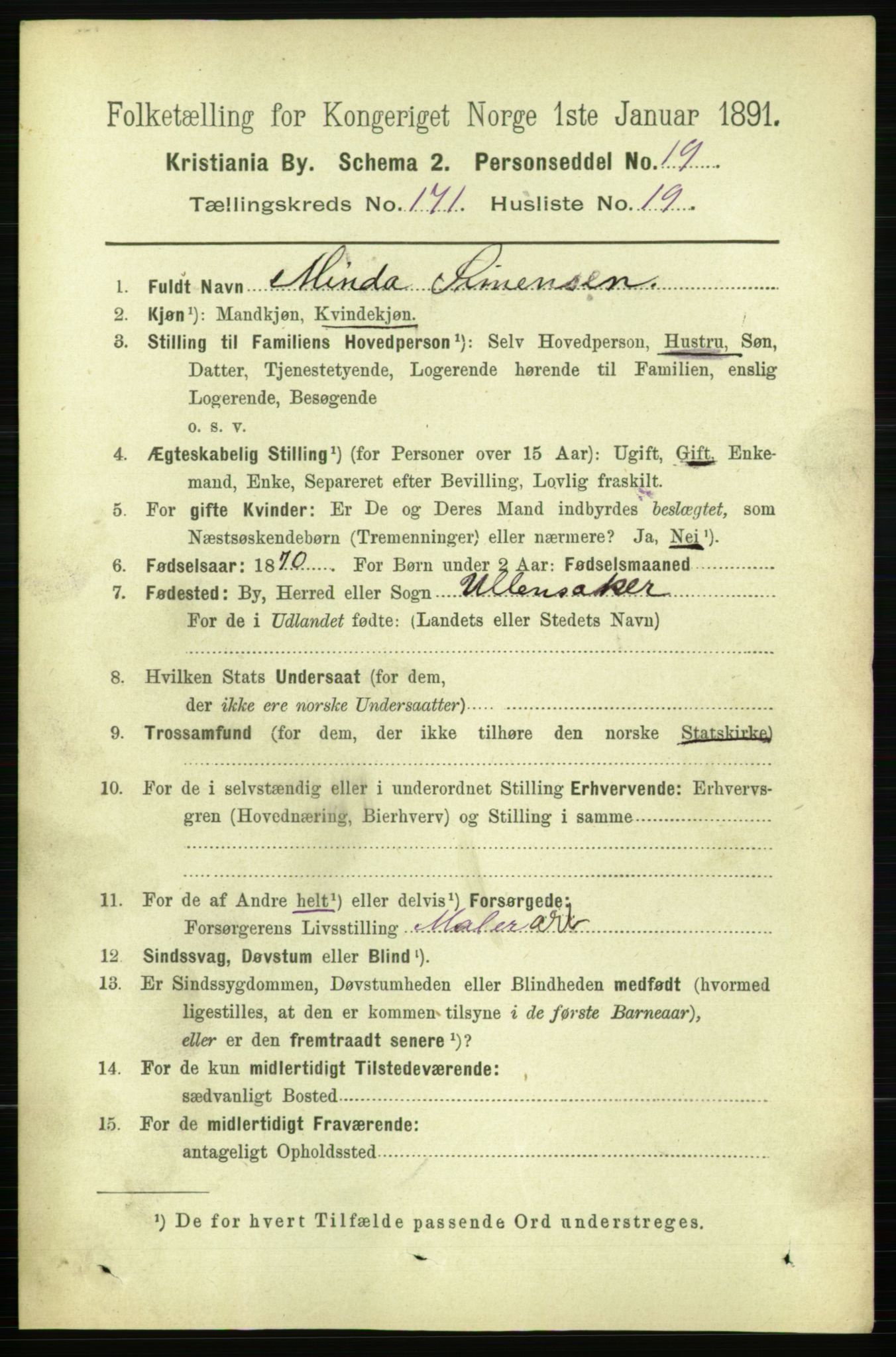 RA, 1891 census for 0301 Kristiania, 1891, p. 101044