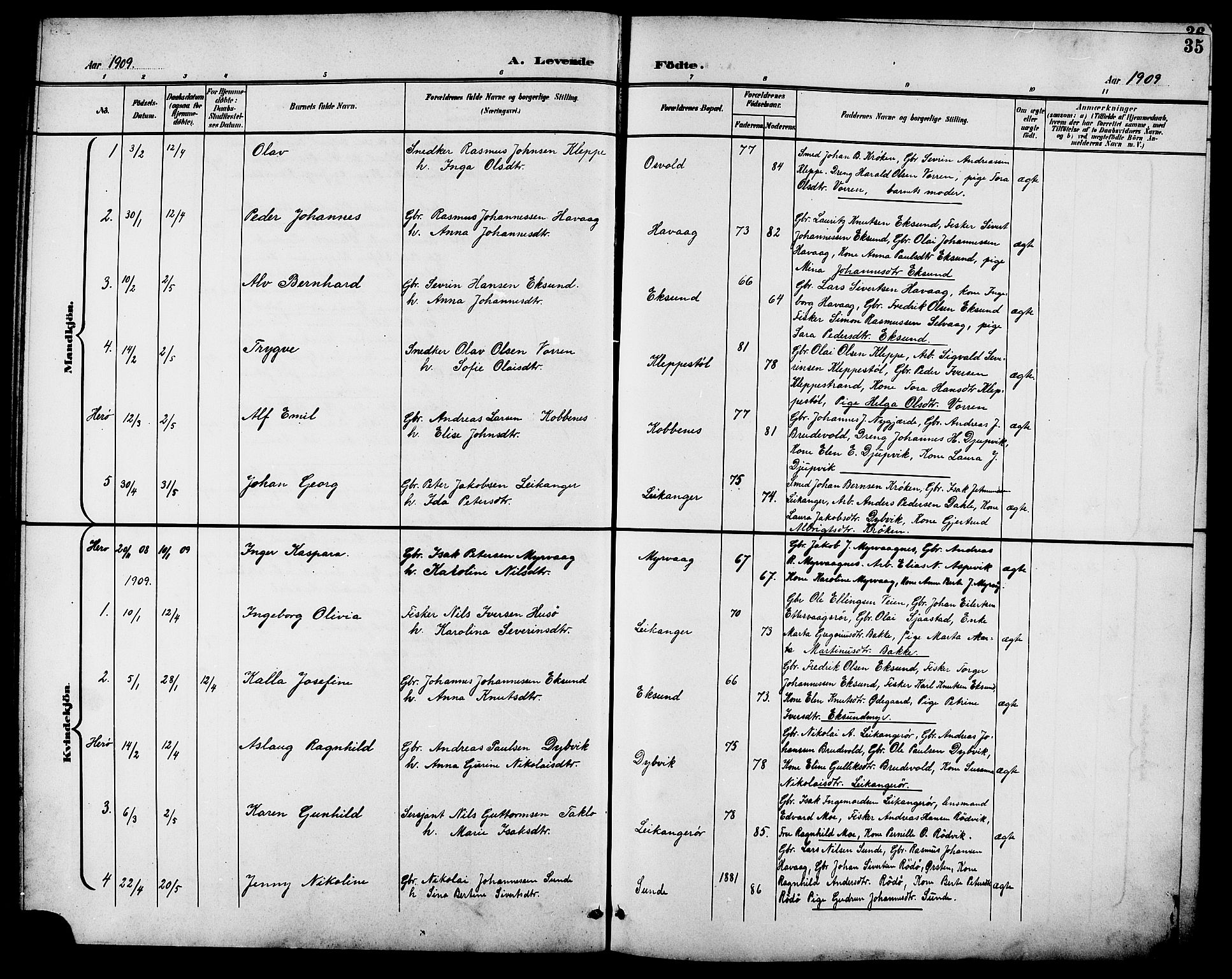 Ministerialprotokoller, klokkerbøker og fødselsregistre - Møre og Romsdal, AV/SAT-A-1454/508/L0098: Parish register (copy) no. 508C02, 1898-1916, p. 35