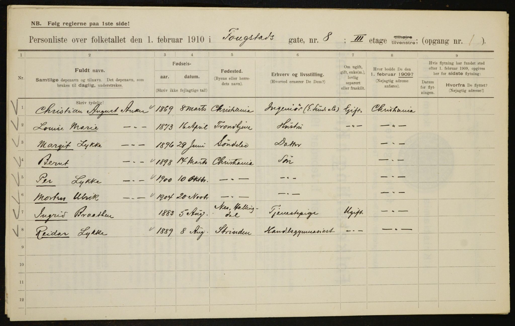 OBA, Municipal Census 1910 for Kristiania, 1910, p. 23820