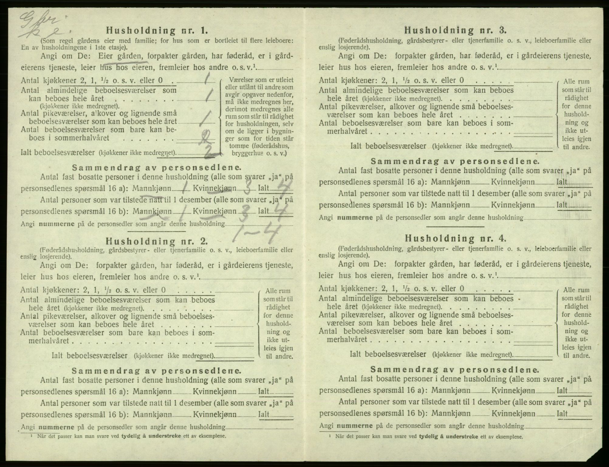 SAB, 1920 census for Tysnes, 1920, p. 1219