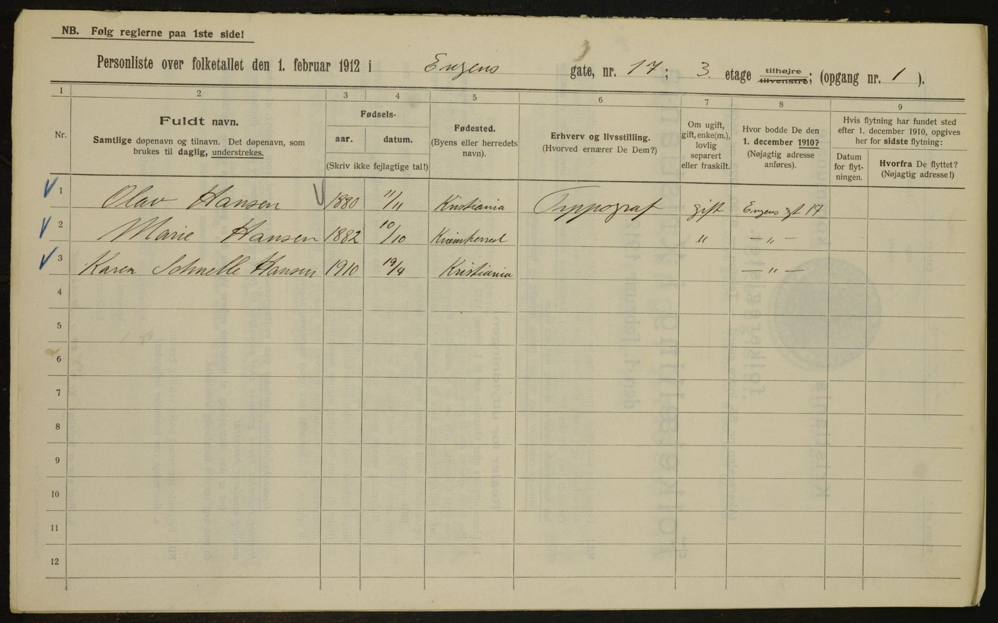 OBA, Municipal Census 1912 for Kristiania, 1912, p. 21878