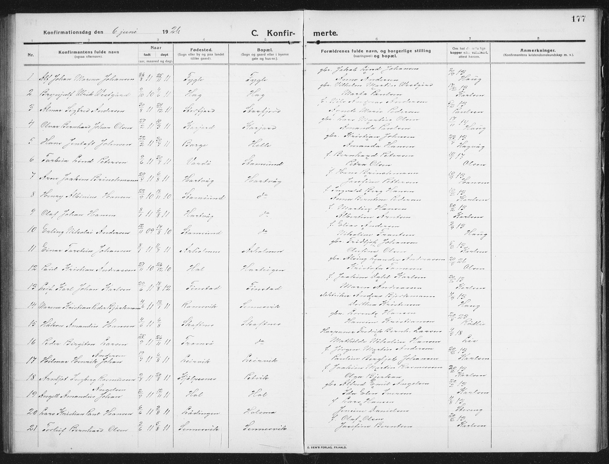 Ministerialprotokoller, klokkerbøker og fødselsregistre - Nordland, SAT/A-1459/882/L1183: Parish register (copy) no. 882C01, 1911-1938, p. 177
