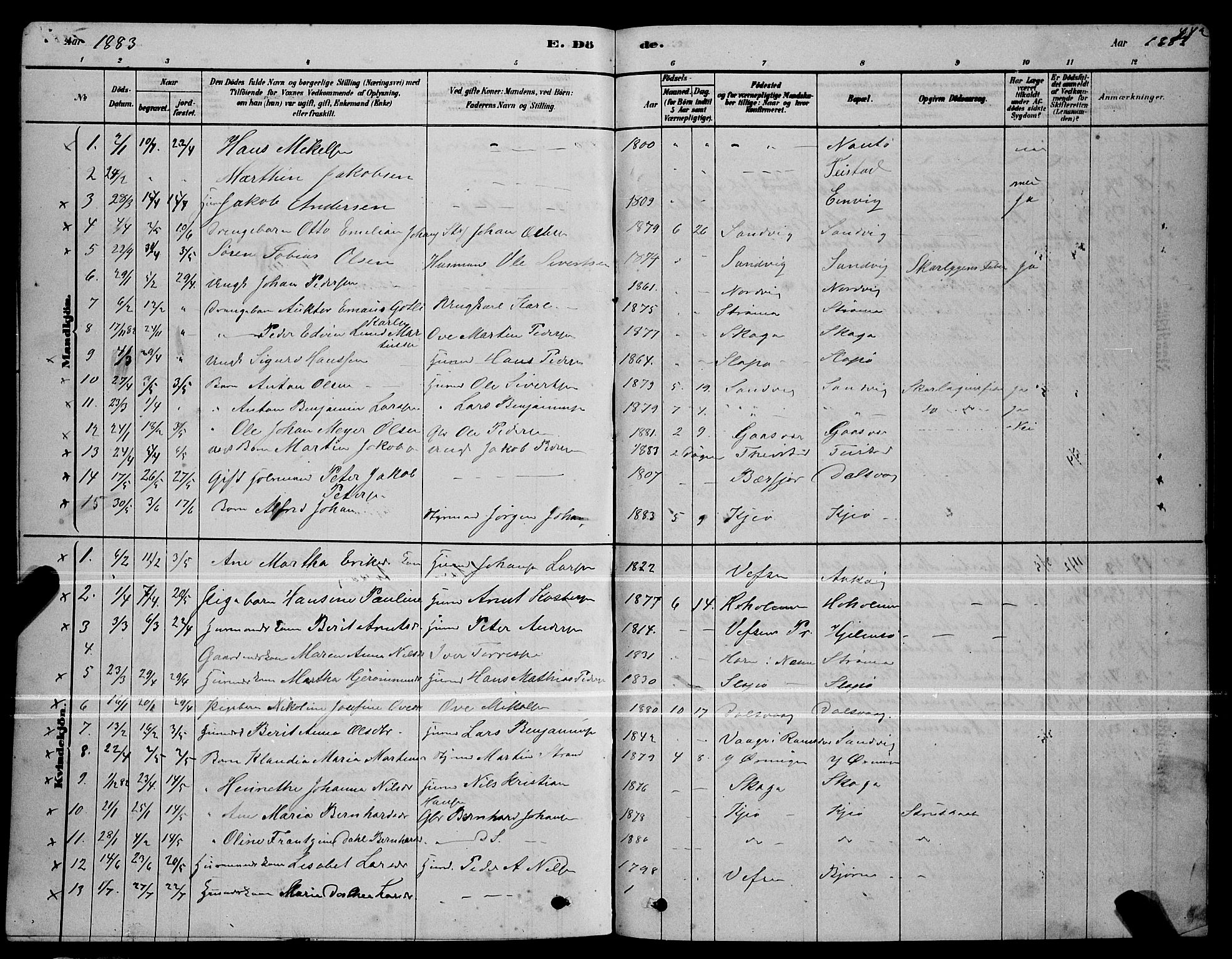 Ministerialprotokoller, klokkerbøker og fødselsregistre - Nordland, AV/SAT-A-1459/834/L0513: Parish register (copy) no. 834C04, 1877-1892, p. 442