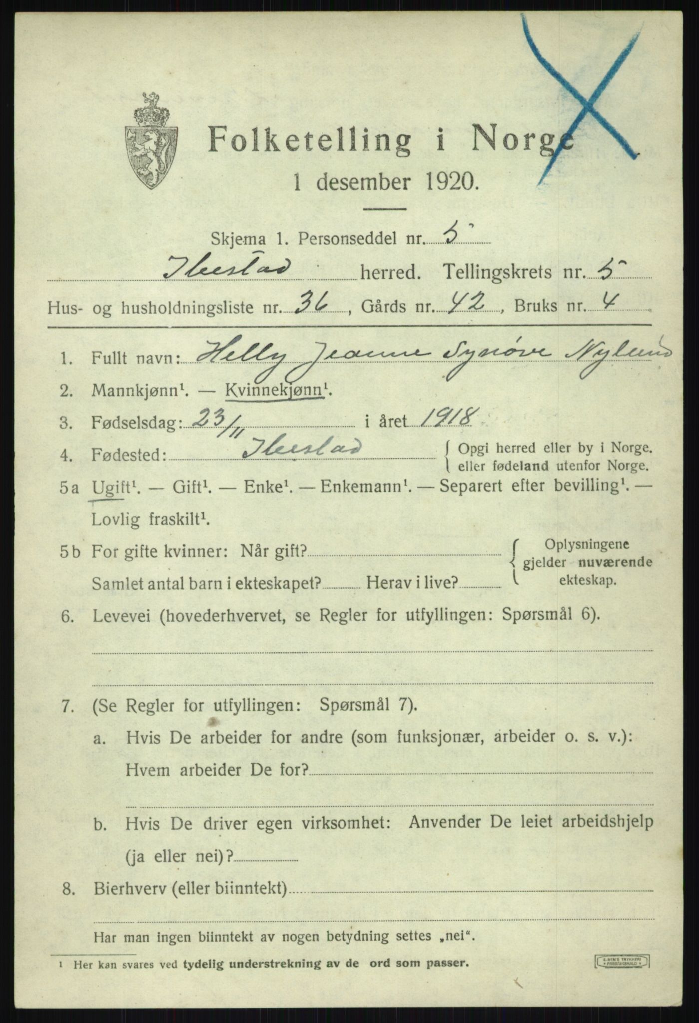 SATØ, 1920 census for Ibestad, 1920, p. 3941