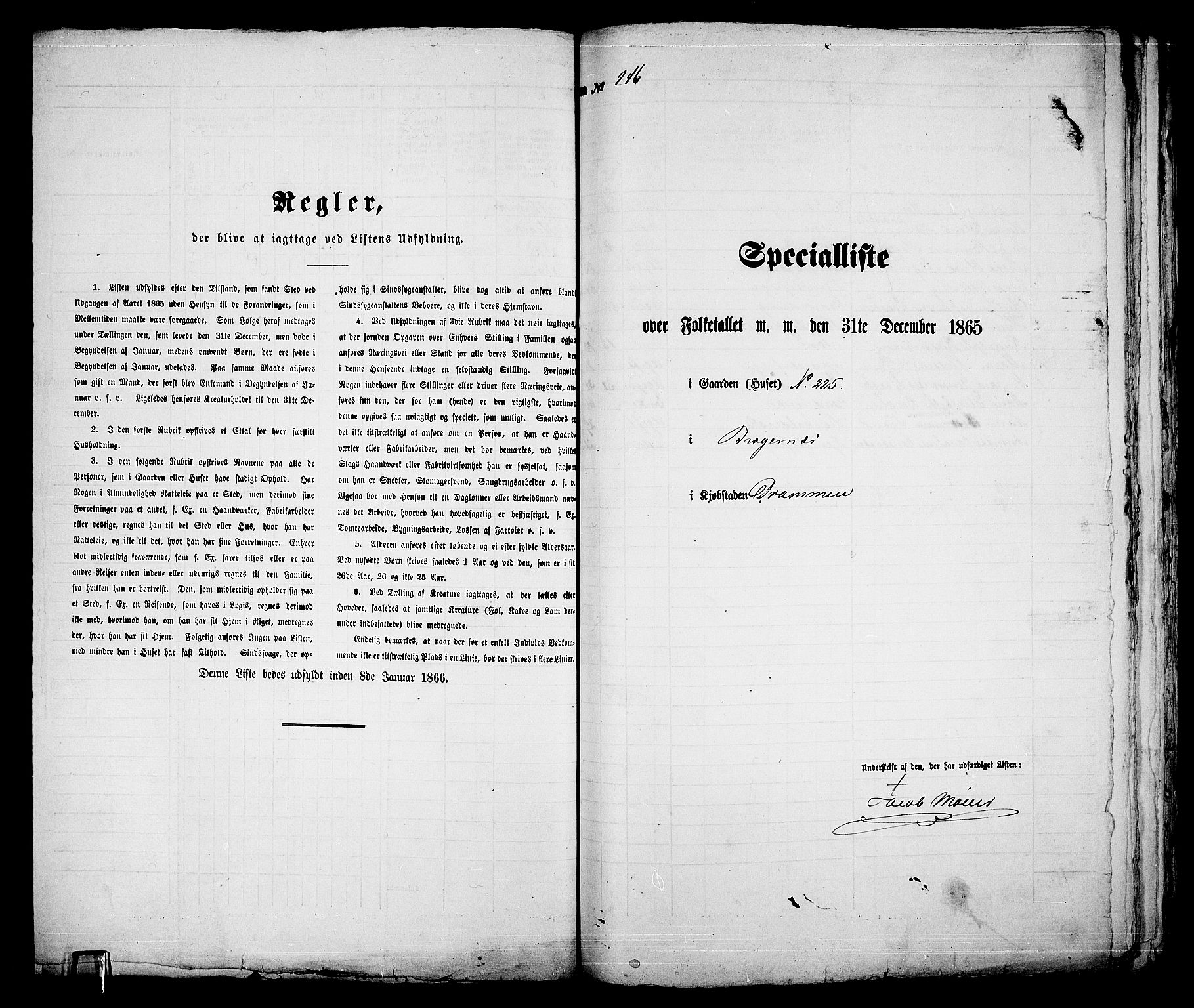 RA, 1865 census for Bragernes in Drammen, 1865, p. 520