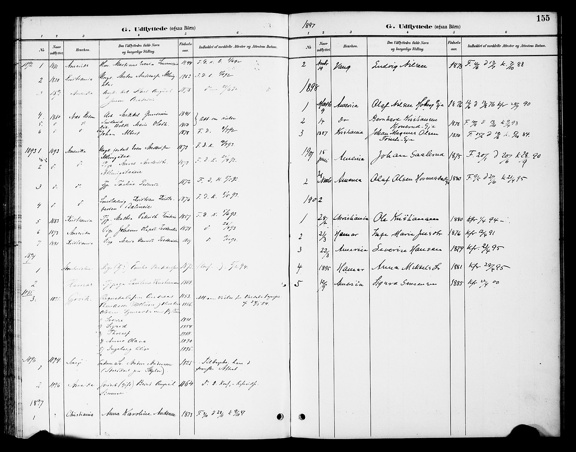 Stange prestekontor, SAH/PREST-002/K/L0021: Parish register (official) no. 21, 1891-1902, p. 155