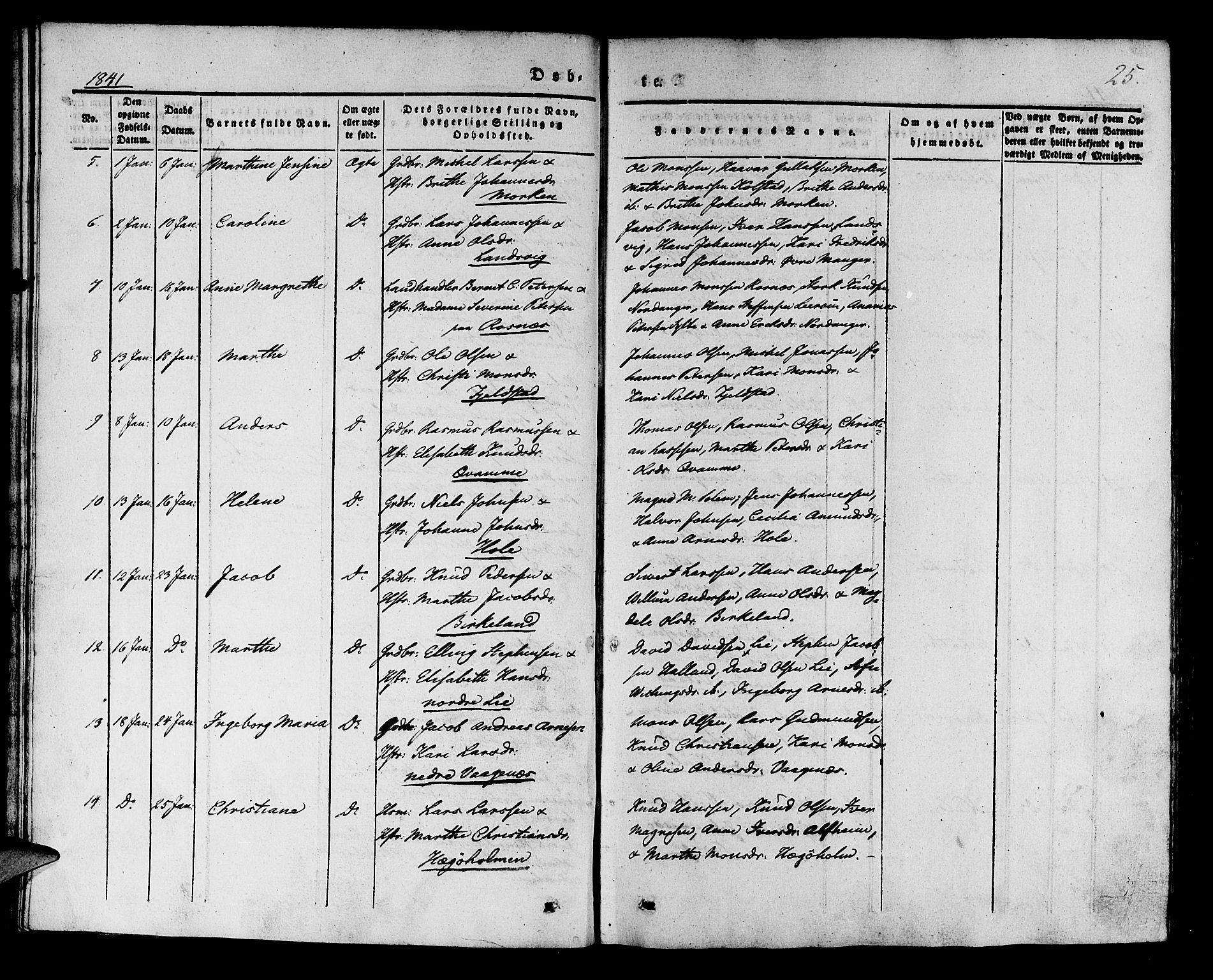 Manger sokneprestembete, AV/SAB-A-76801/H/Haa: Parish register (official) no. A 5, 1839-1848, p. 25