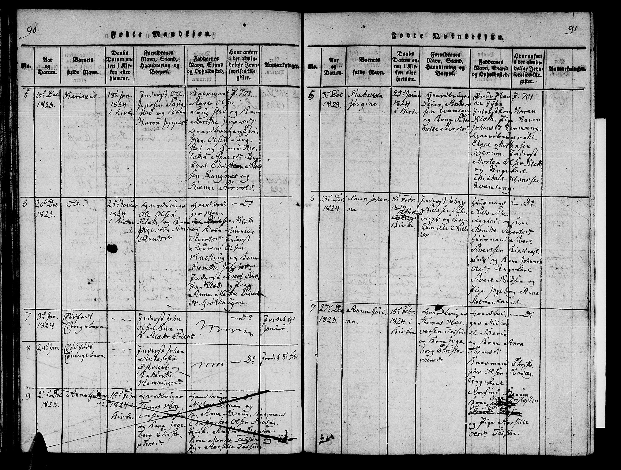 Ministerialprotokoller, klokkerbøker og fødselsregistre - Nord-Trøndelag, AV/SAT-A-1458/741/L0400: Parish register (copy) no. 741C01, 1817-1825, p. 90-91