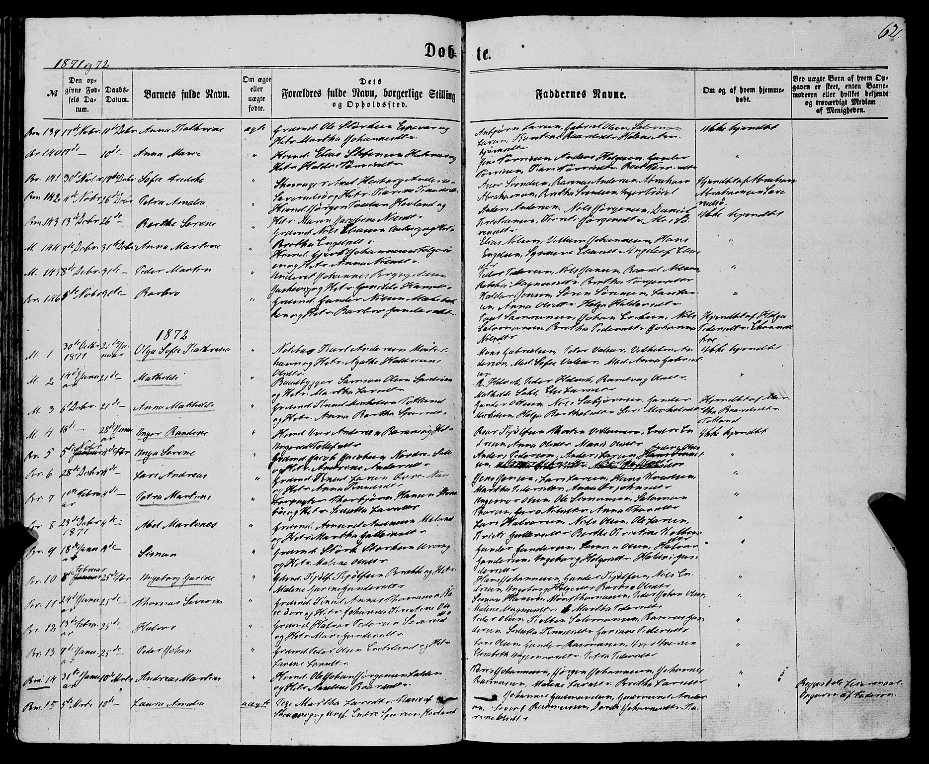 Finnås sokneprestembete, AV/SAB-A-99925/H/Ha/Haa/Haaa/L0008: Parish register (official) no. A 8, 1863-1872, p. 62