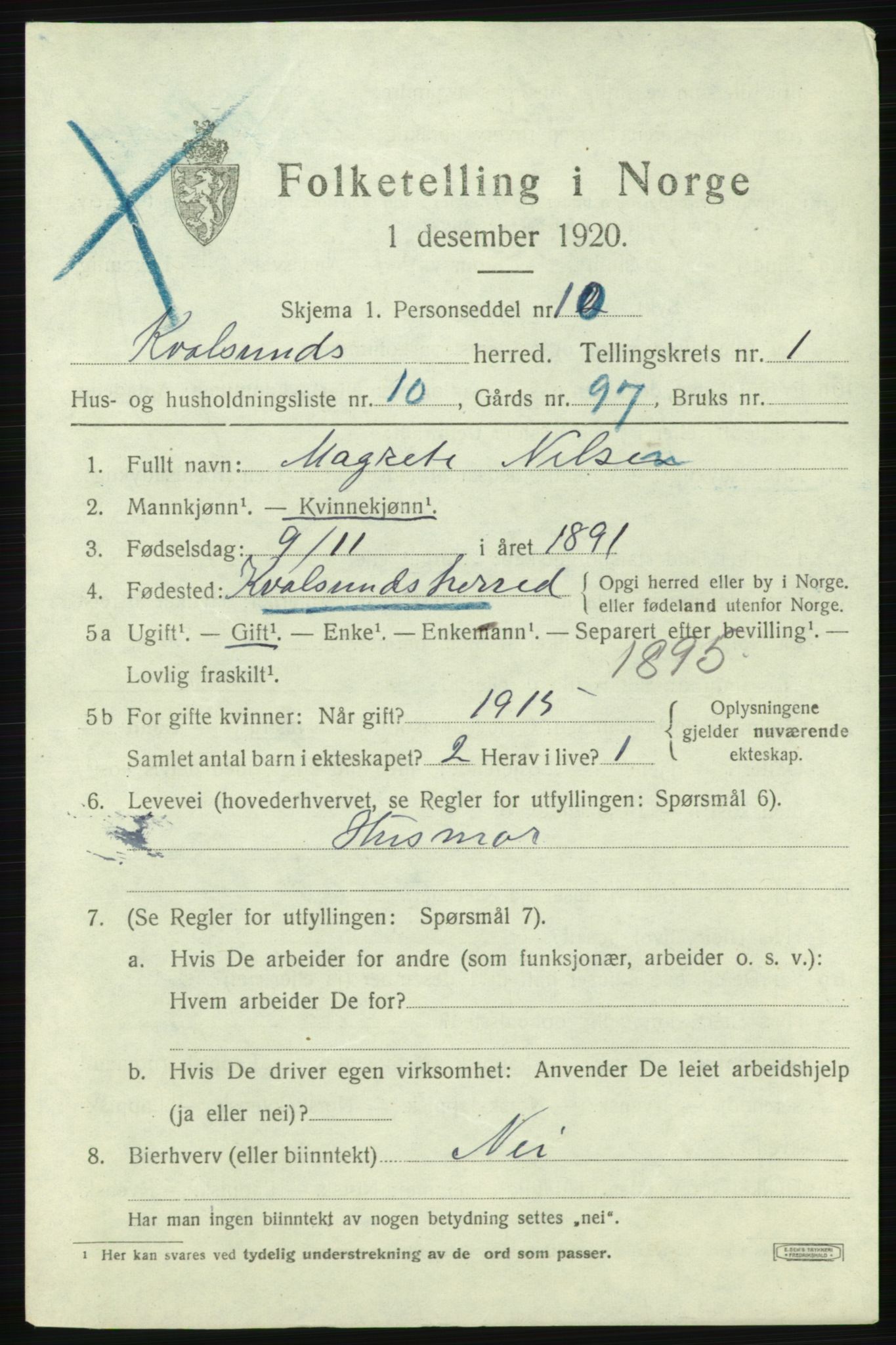 SATØ, 1920 census for , 1920, p. 608