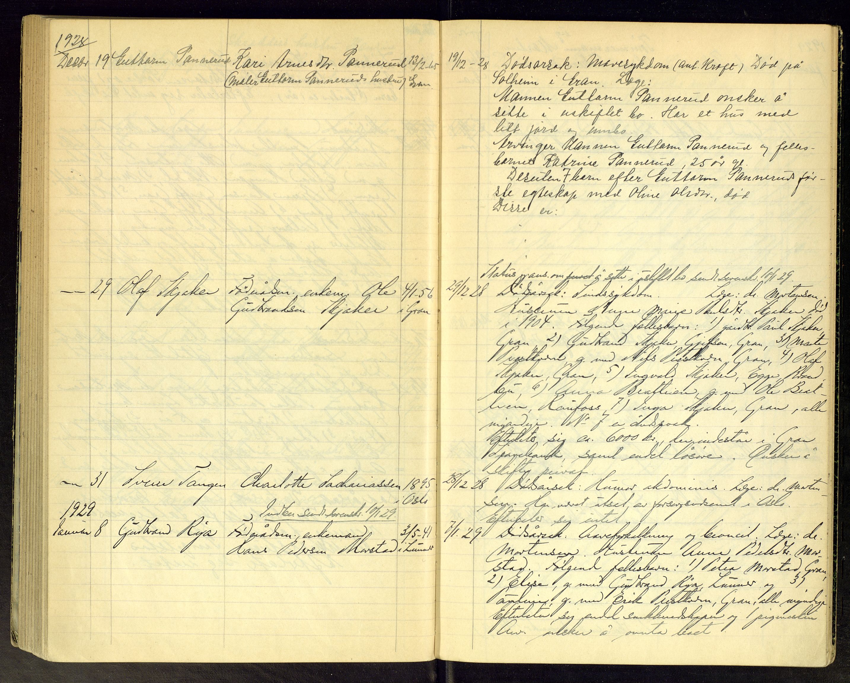 Gran lensmannskontor, SAH/LOG-010/H/Ha/L0003: Dødsfallsprotokoll, 1917-1930