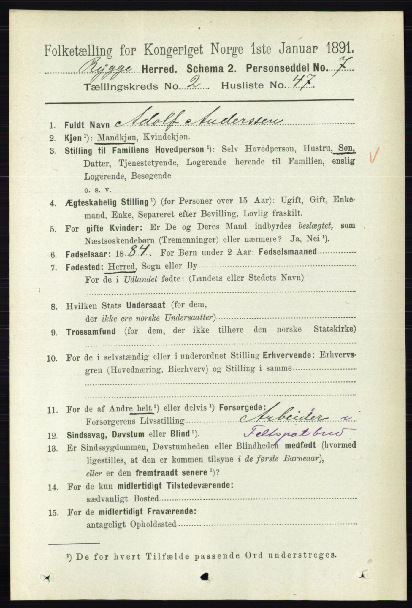 RA, 1891 census for 0136 Rygge, 1891, p. 1306