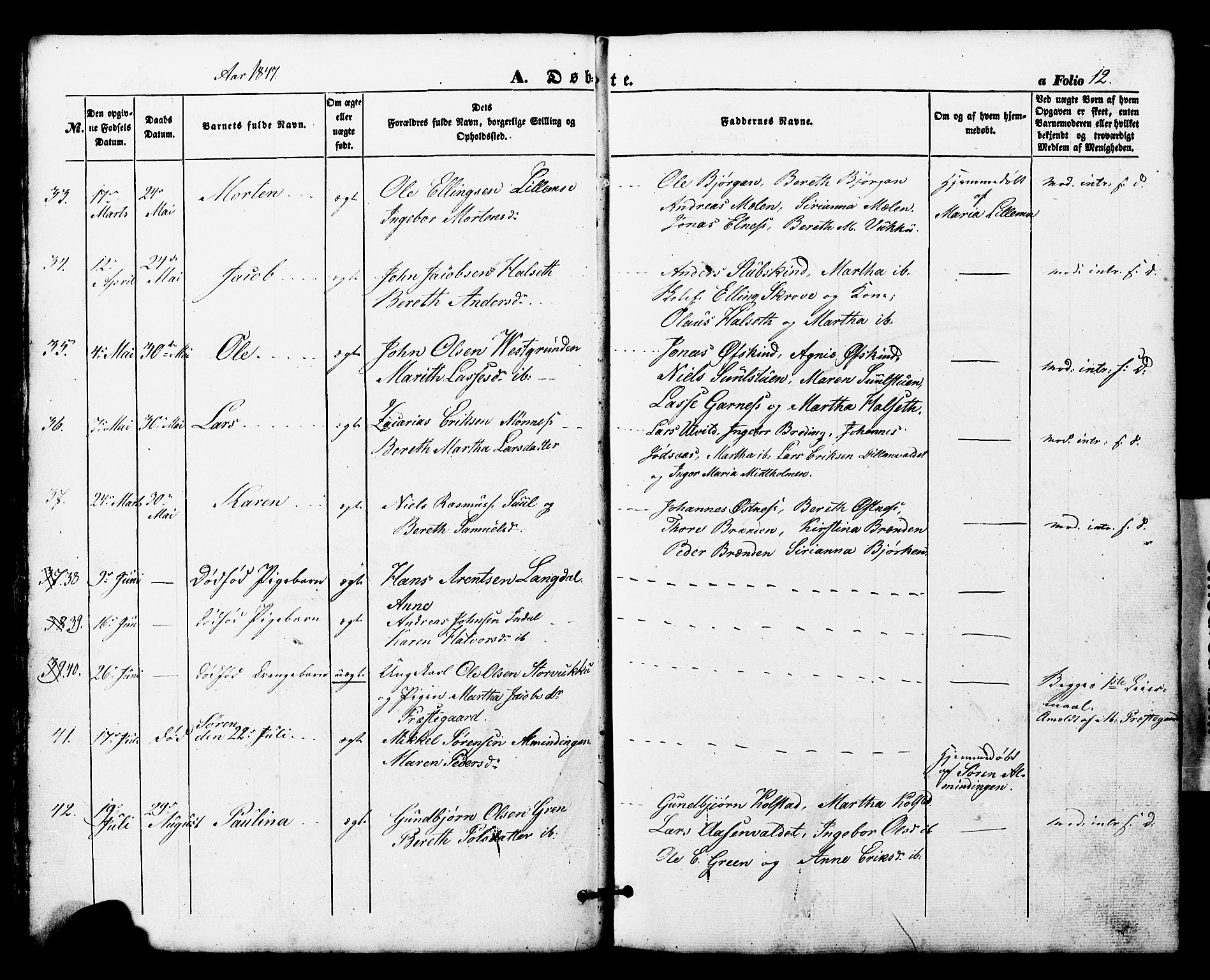 Ministerialprotokoller, klokkerbøker og fødselsregistre - Nord-Trøndelag, AV/SAT-A-1458/724/L0268: Parish register (copy) no. 724C04, 1846-1878, p. 12