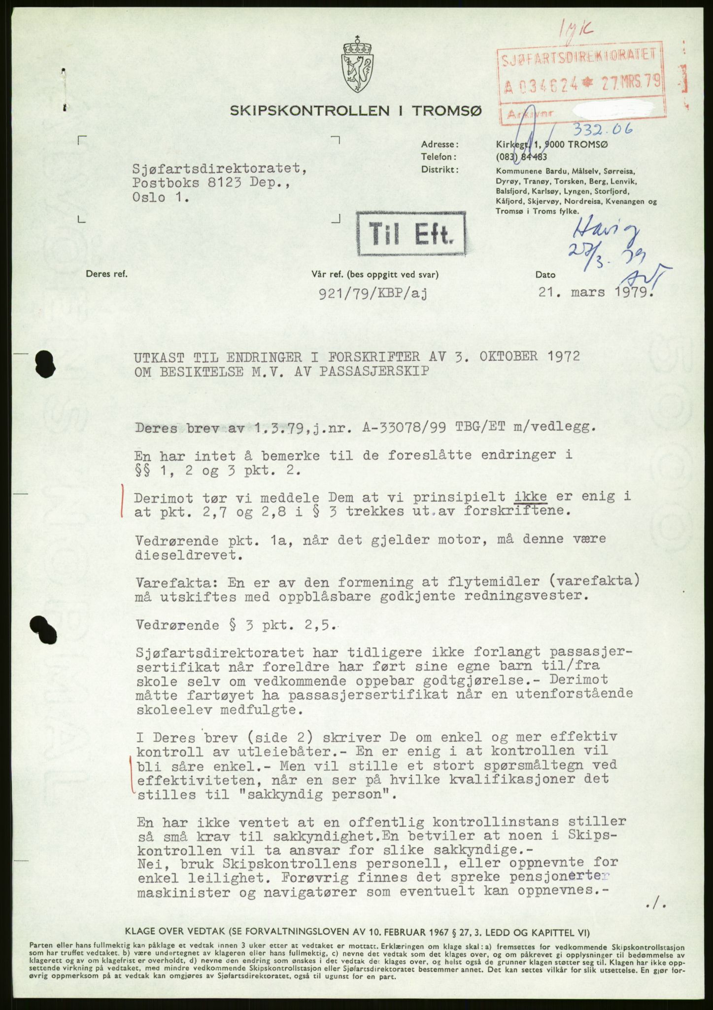 Sjøfartsdirektoratet med forløpere, generelt arkiv, AV/RA-S-1407/D/Du/Duc/L0642/0001: Skipskontrollen - Forskrifter / Forskrift om utleiebåter (2 mapper), 1978-1987, p. 357