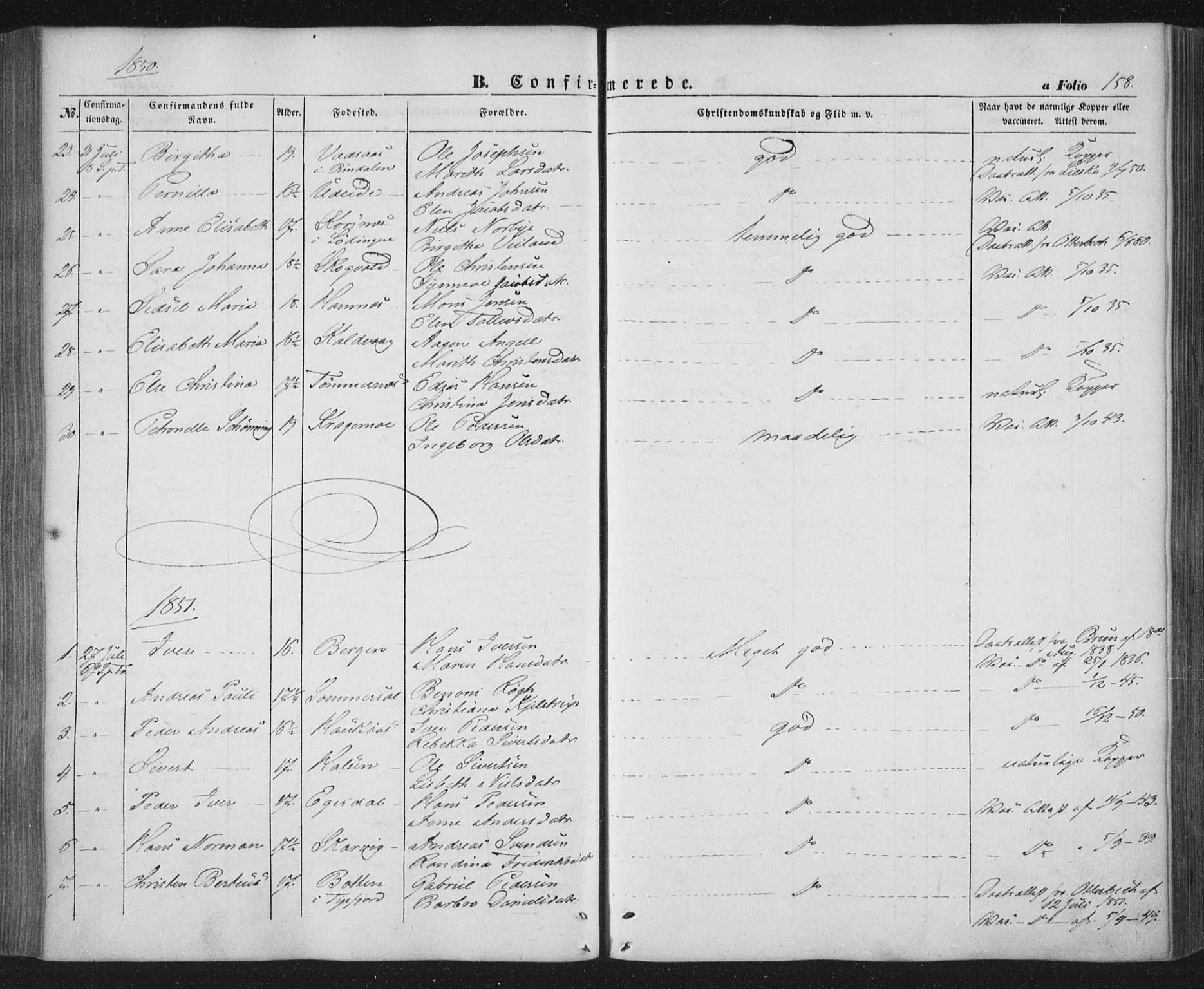 Ministerialprotokoller, klokkerbøker og fødselsregistre - Nordland, SAT/A-1459/859/L0844: Parish register (official) no. 859A04, 1849-1862, p. 158