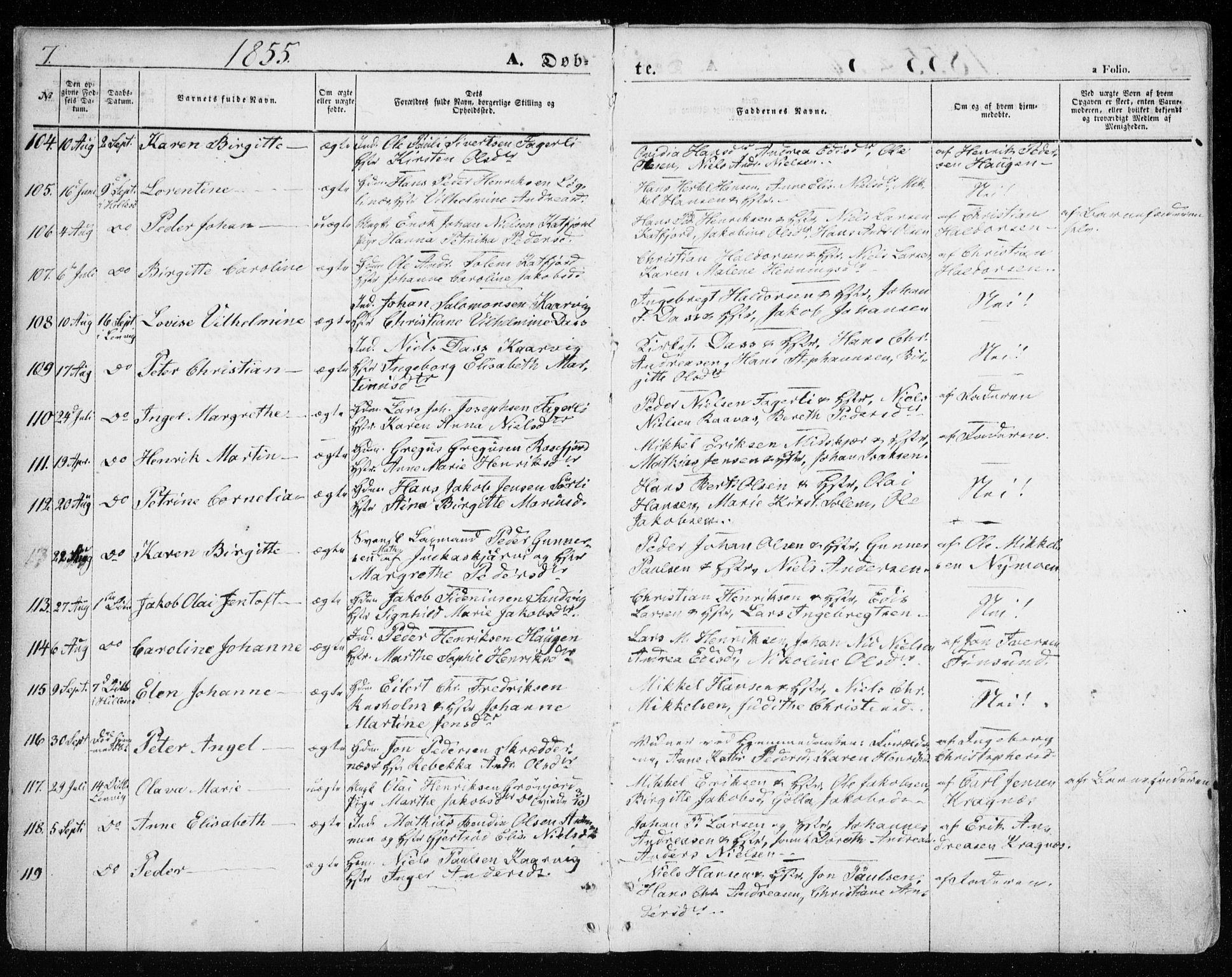 Lenvik sokneprestembete, SATØ/S-1310/H/Ha/Haa/L0007kirke: Parish register (official) no. 7, 1855-1865, p. 7