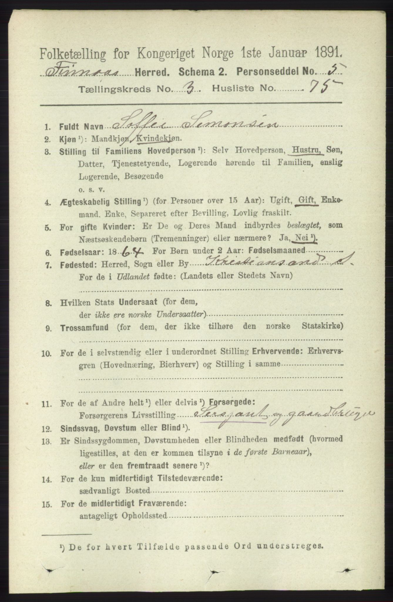 RA, 1891 census for 1218 Finnås, 1891, p. 1570