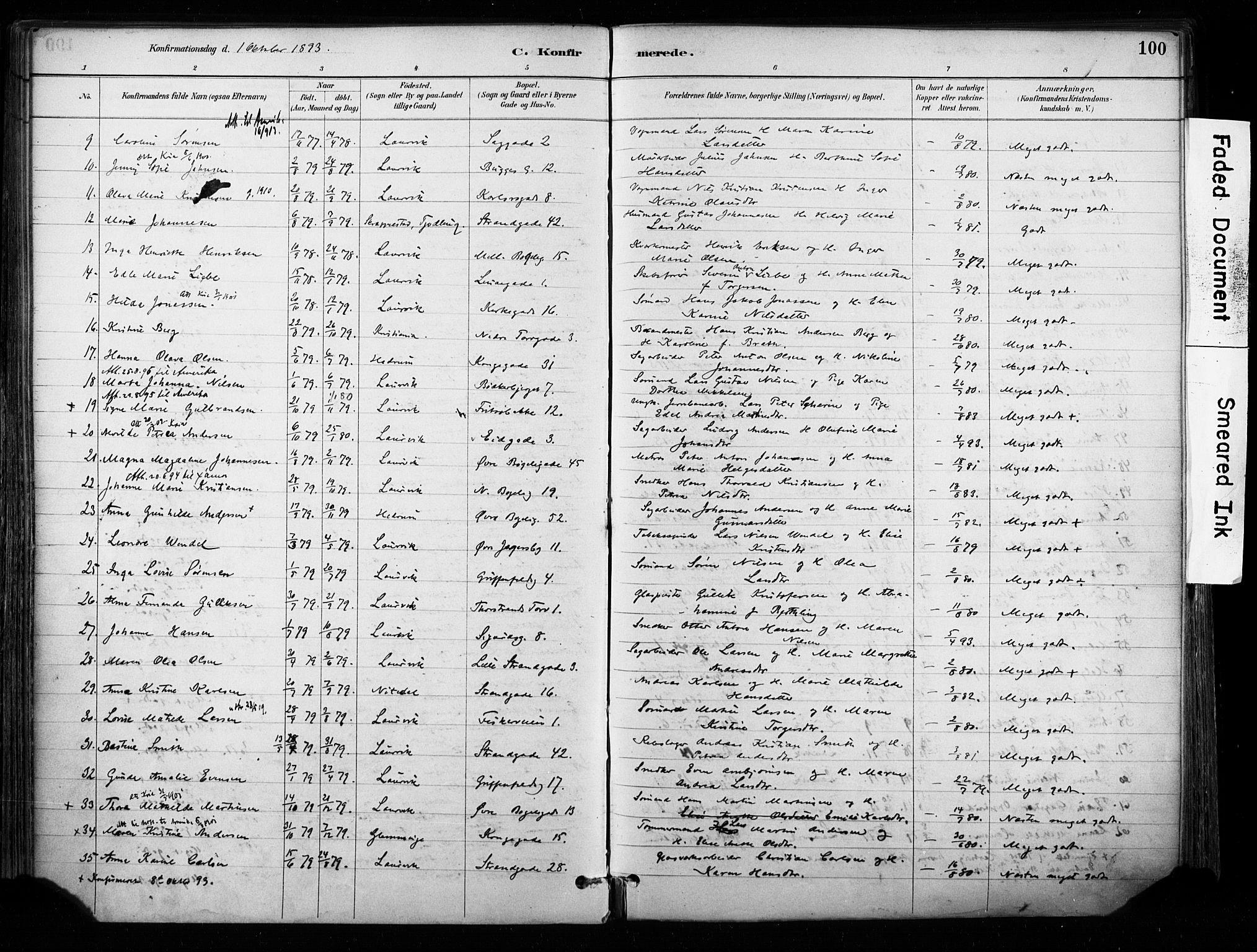 Larvik kirkebøker, AV/SAKO-A-352/F/Fa/L0008: Parish register (official) no. I 8, 1884-1902, p. 100