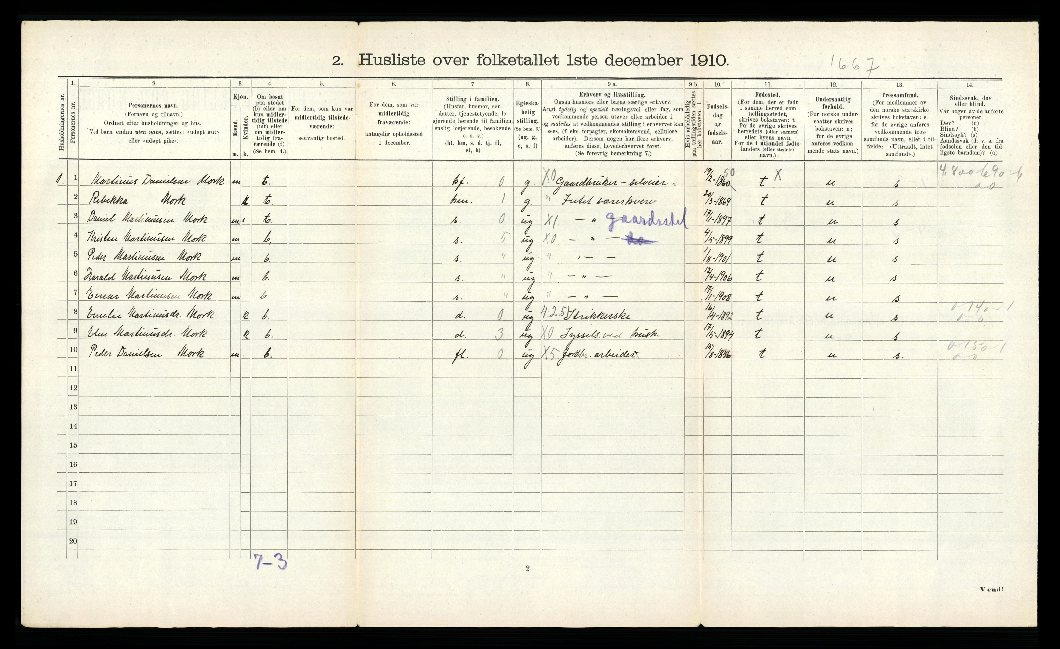 RA, 1910 census for Kvernes, 1910, p. 27