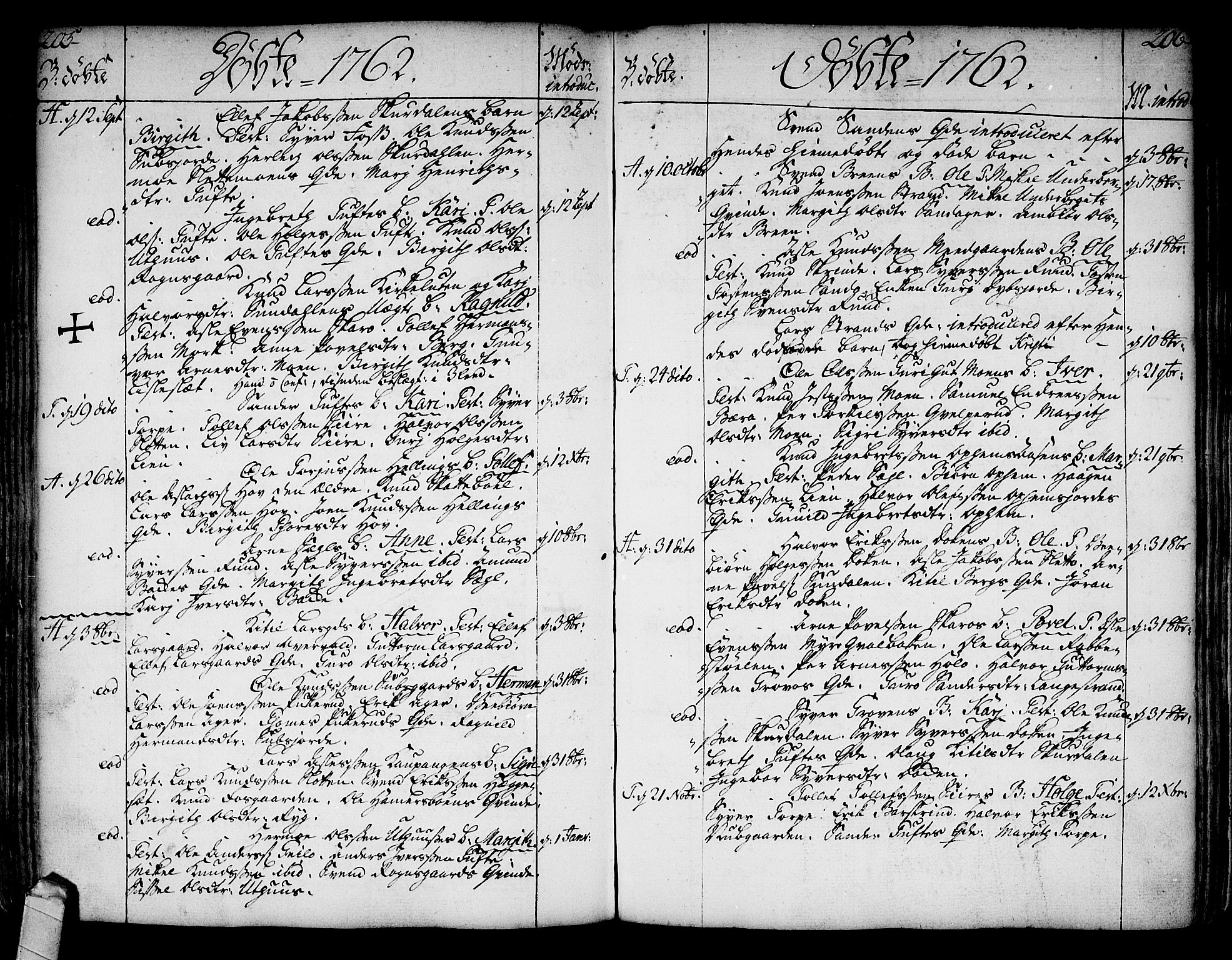Ål kirkebøker, AV/SAKO-A-249/F/Fa/L0001: Parish register (official) no. I 1, 1744-1769, p. 205-206