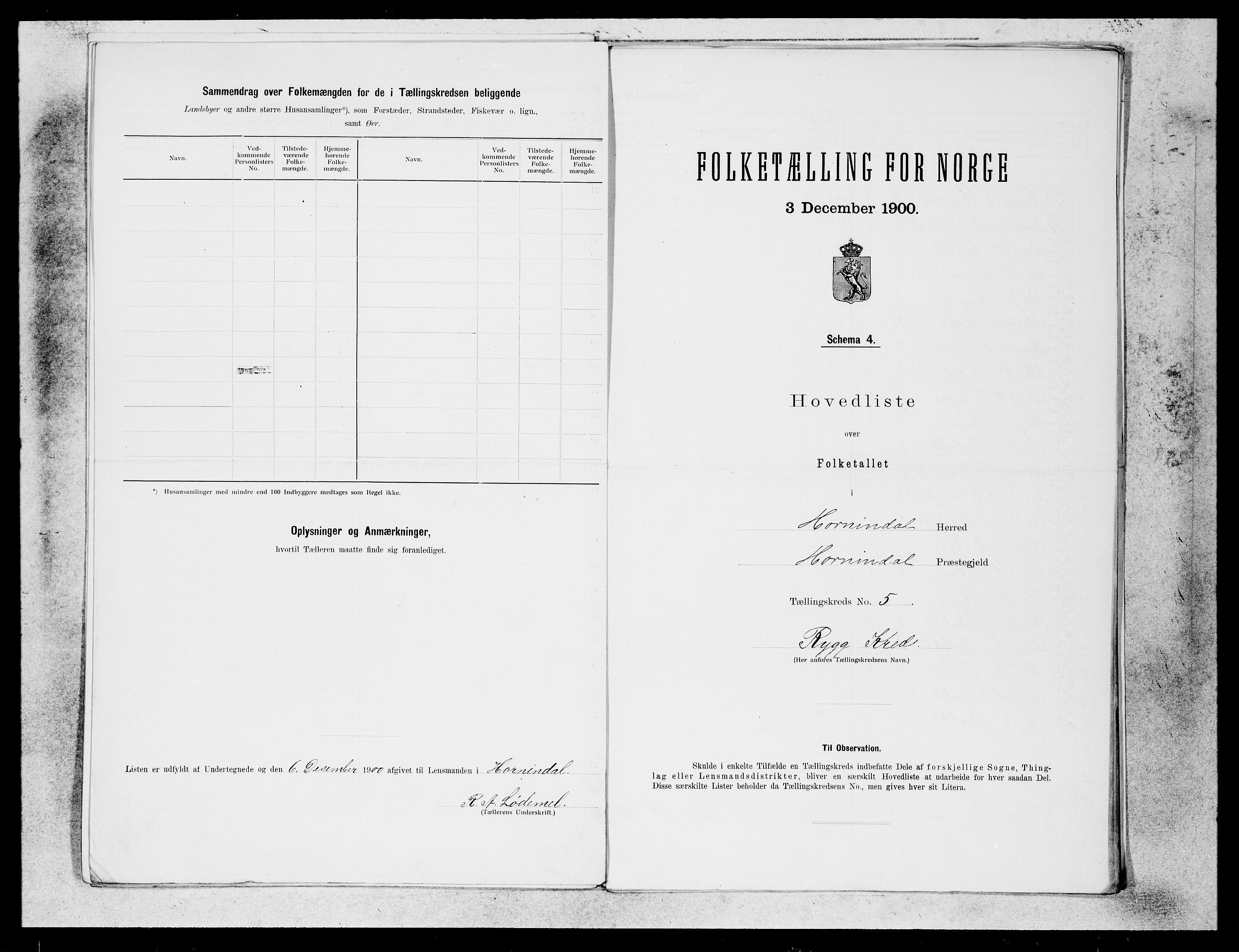 SAB, 1900 census for Hornindal, 1900, p. 9