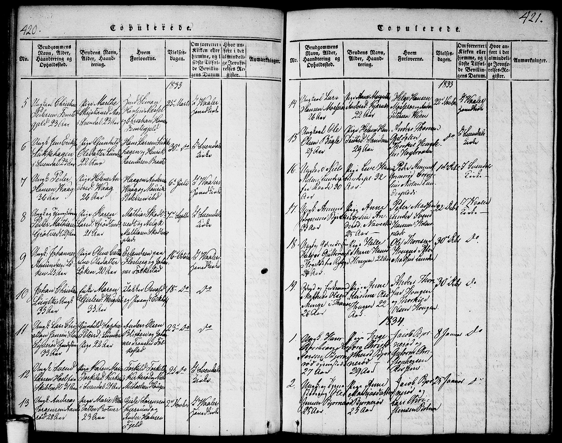 Våler prestekontor Kirkebøker, SAO/A-11083/F/Fa/L0005: Parish register (official) no. I 5, 1815-1839, p. 420-421